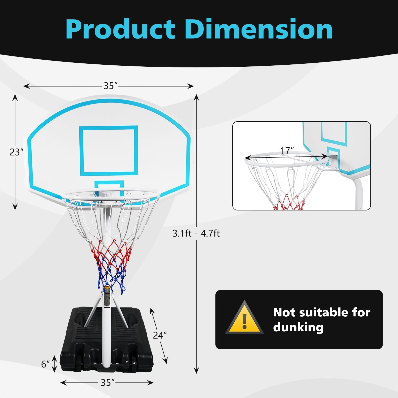 Blue 36 - inch backboard basketball system - KiKiUMi