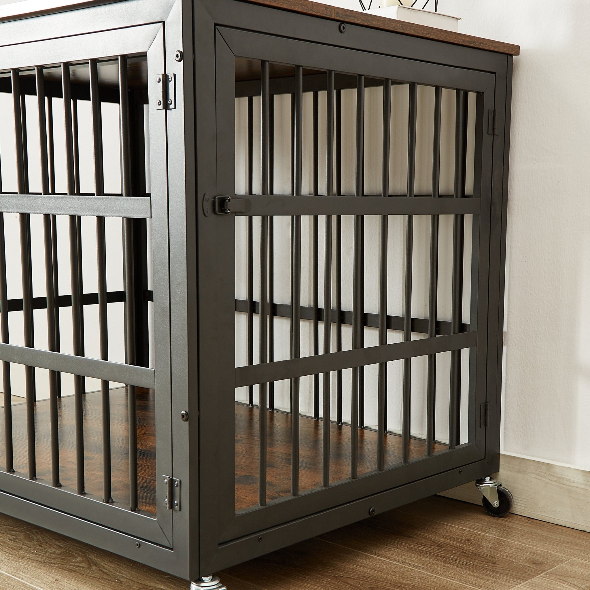 Brown furniture - style dog box with side openings - KiKiUMi