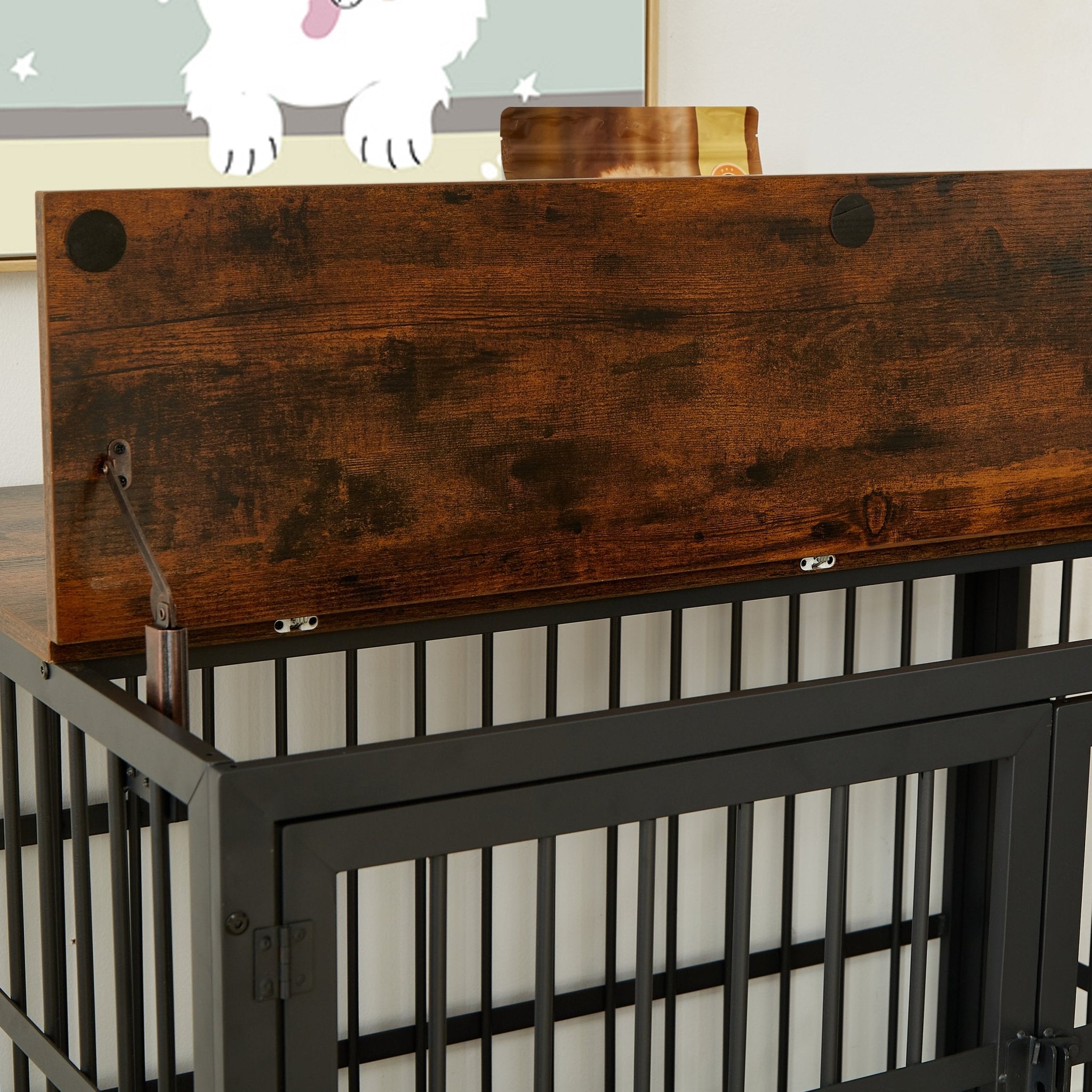 Brown furniture - style dog box with side openings - KiKiUMi