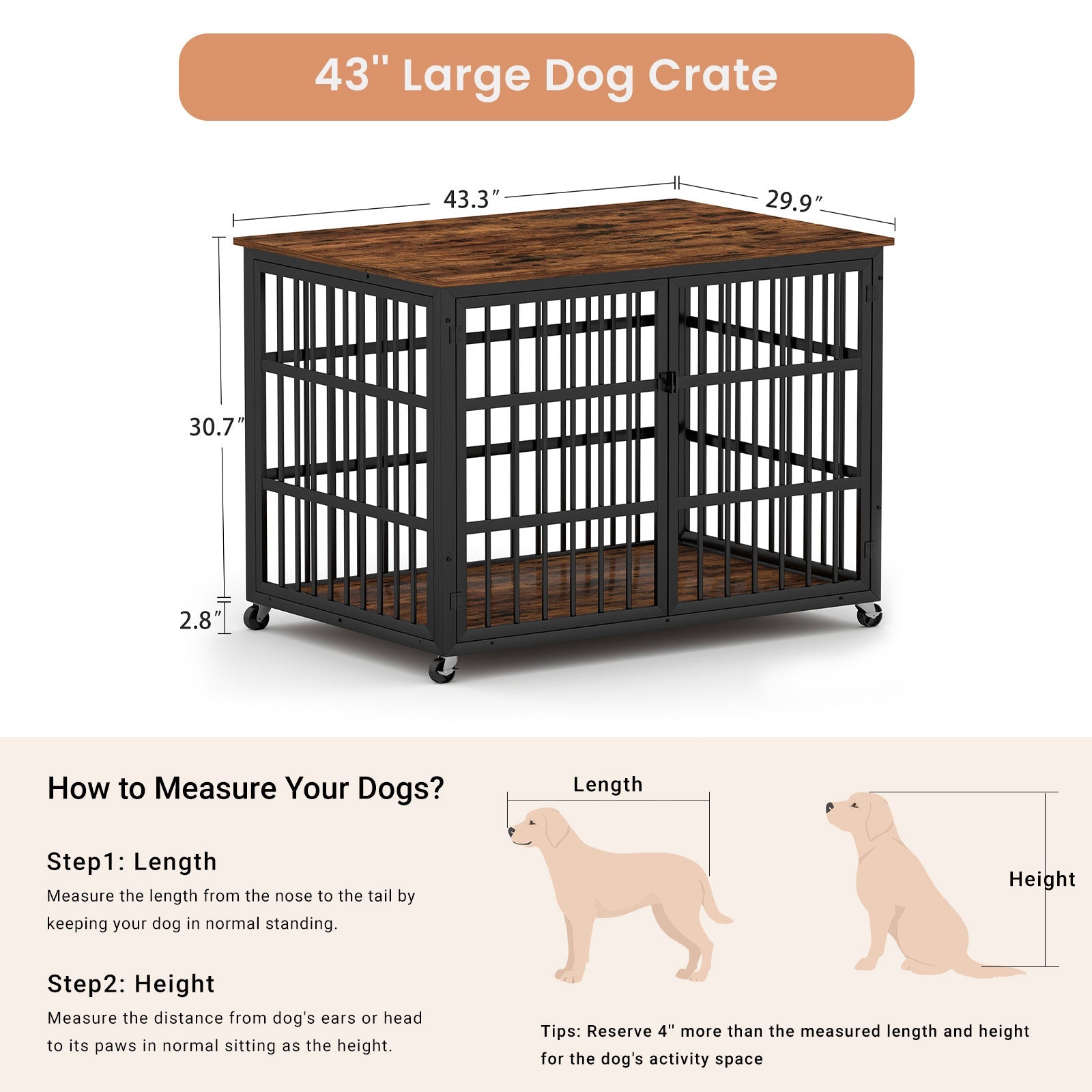 Brown furniture - style dog box with side openings - KiKiUMi