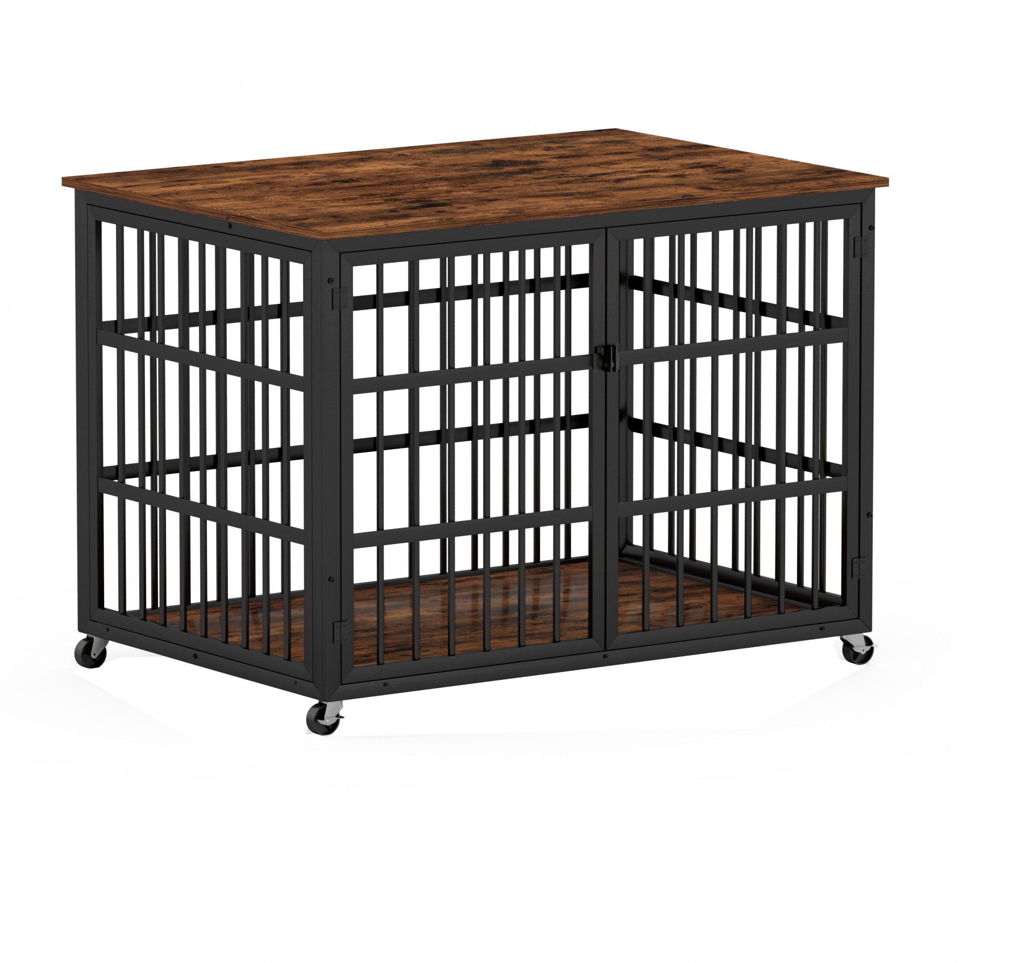 Brown furniture - style dog box with side openings - KiKiUMi