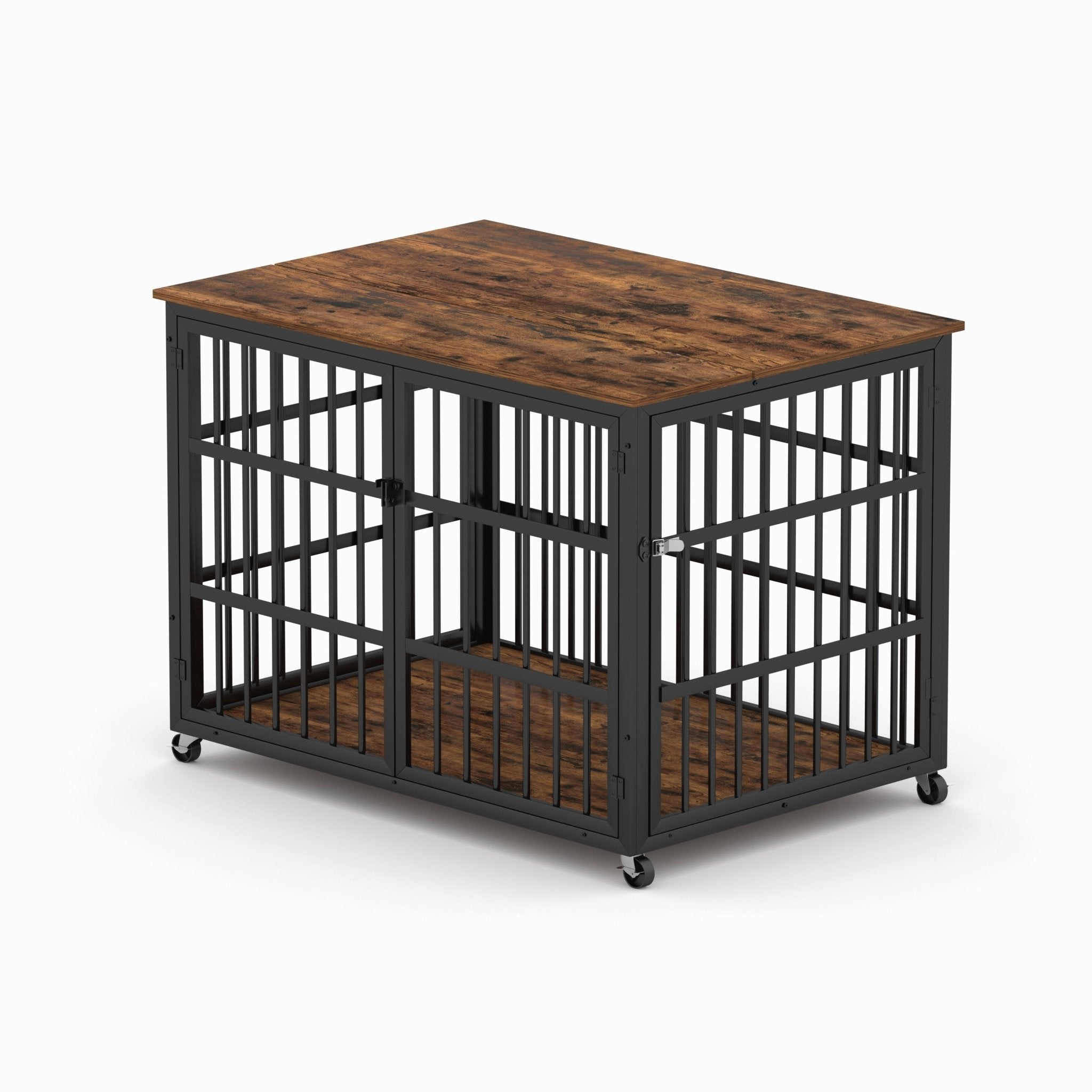 Brown furniture - style dog box with side openings - KiKiUMi