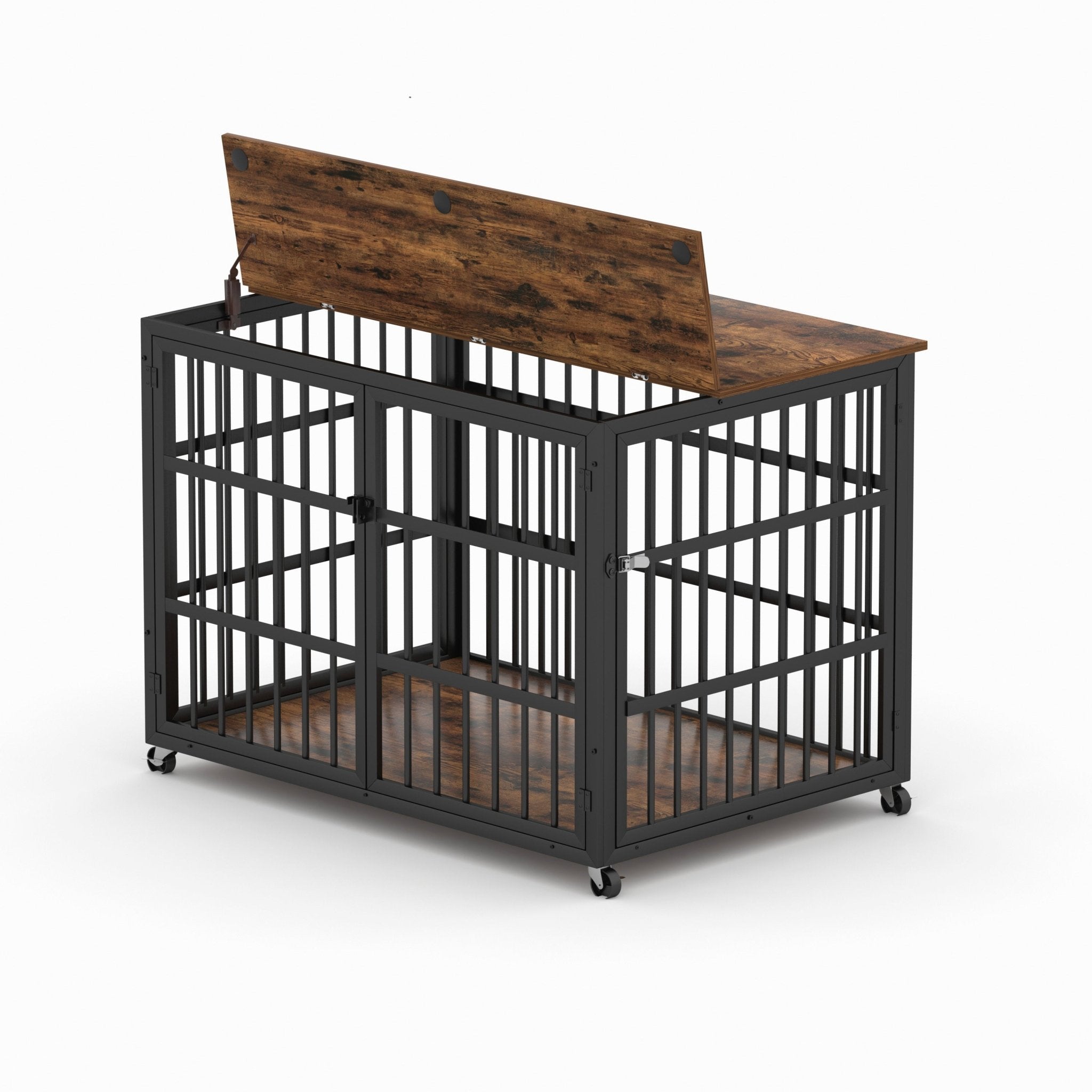 Brown furniture - style dog box with side openings - KiKiUMi