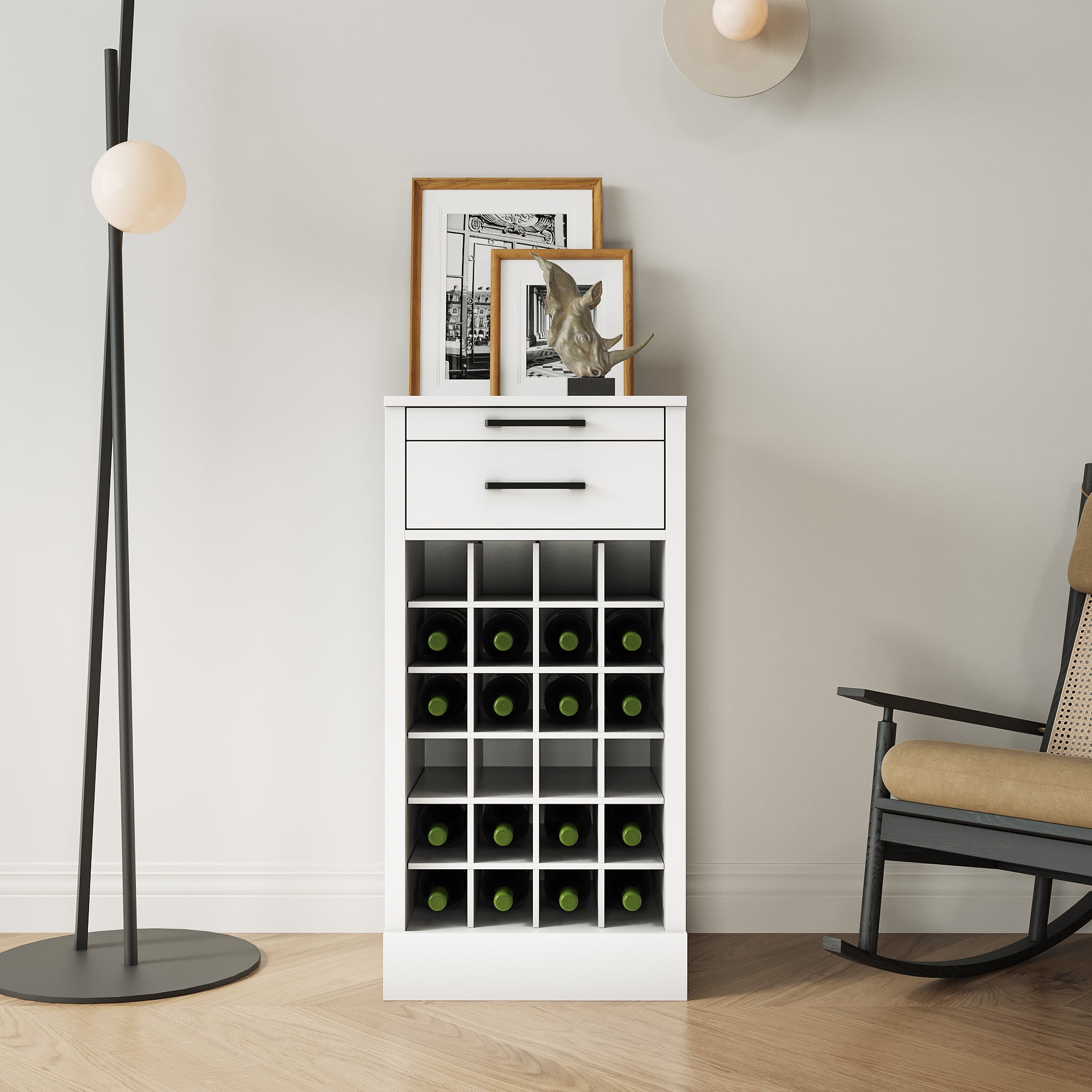 brown walnut color modular 24 wine bar cabinet Buffet Cabinet - KiKiUMi