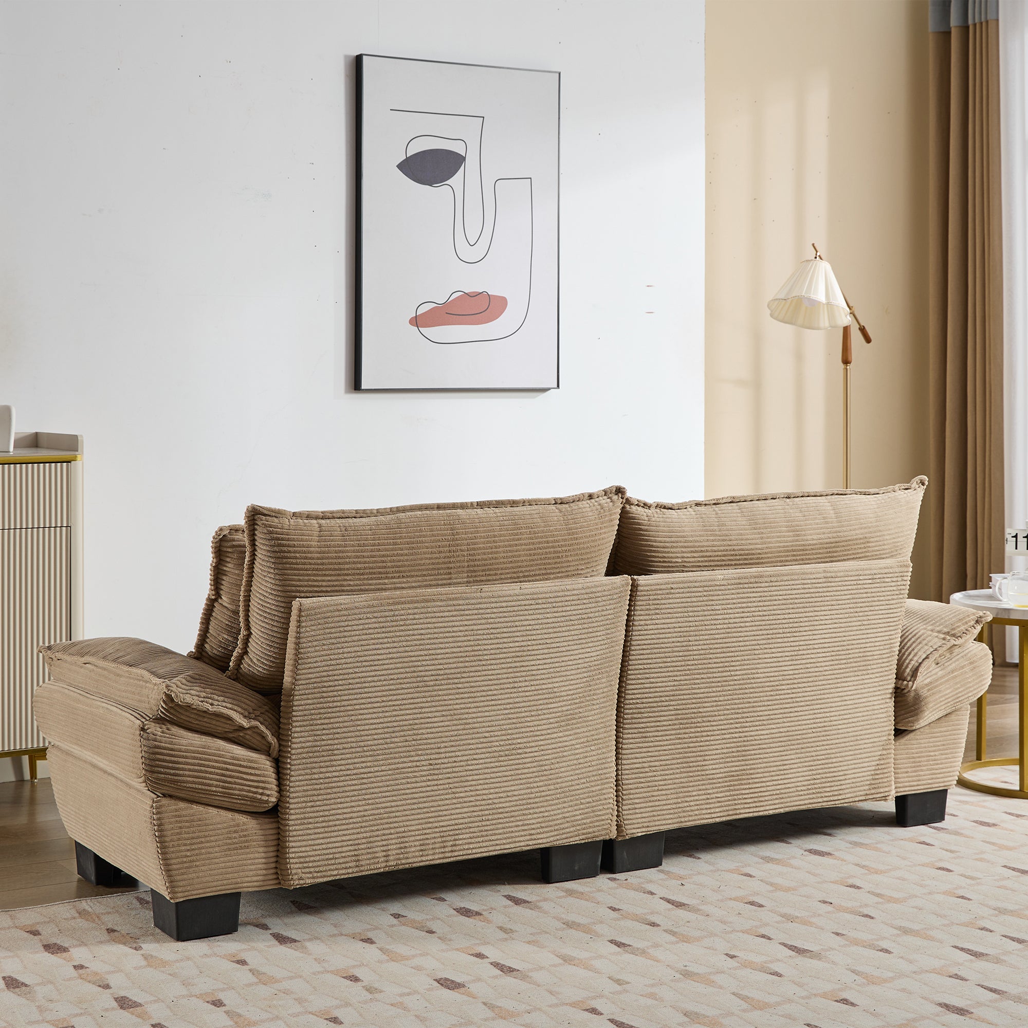 Corduroy sofas suitable for multiple scenarios. (khaki)