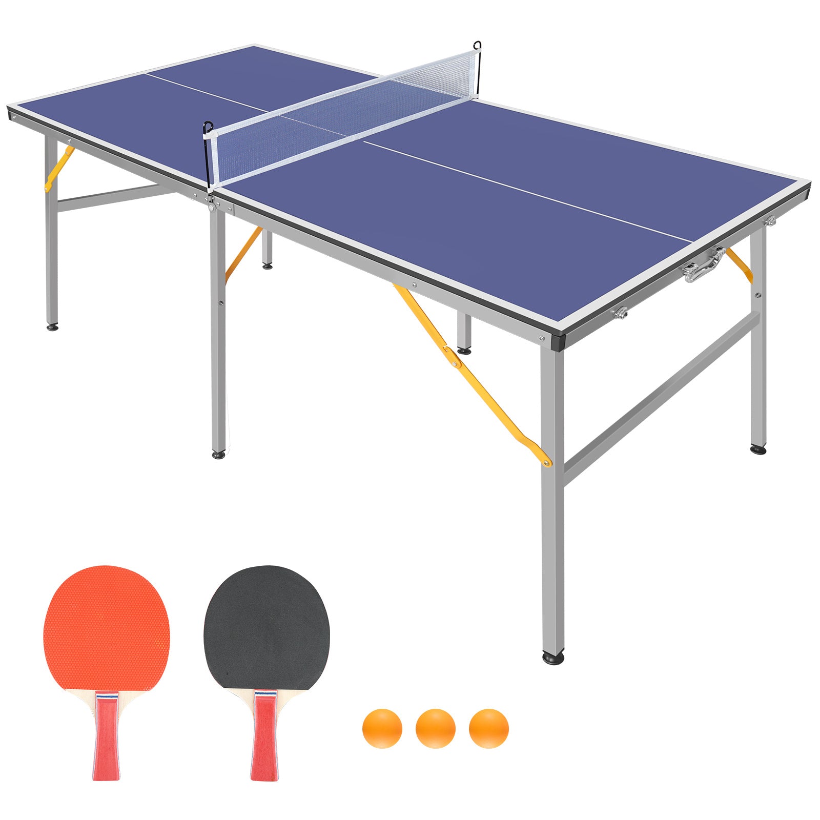 6-foot collapsible medium-sized ping-pong table with a net, 2 ping-pong paddles and 3 balls 41.46 lbs