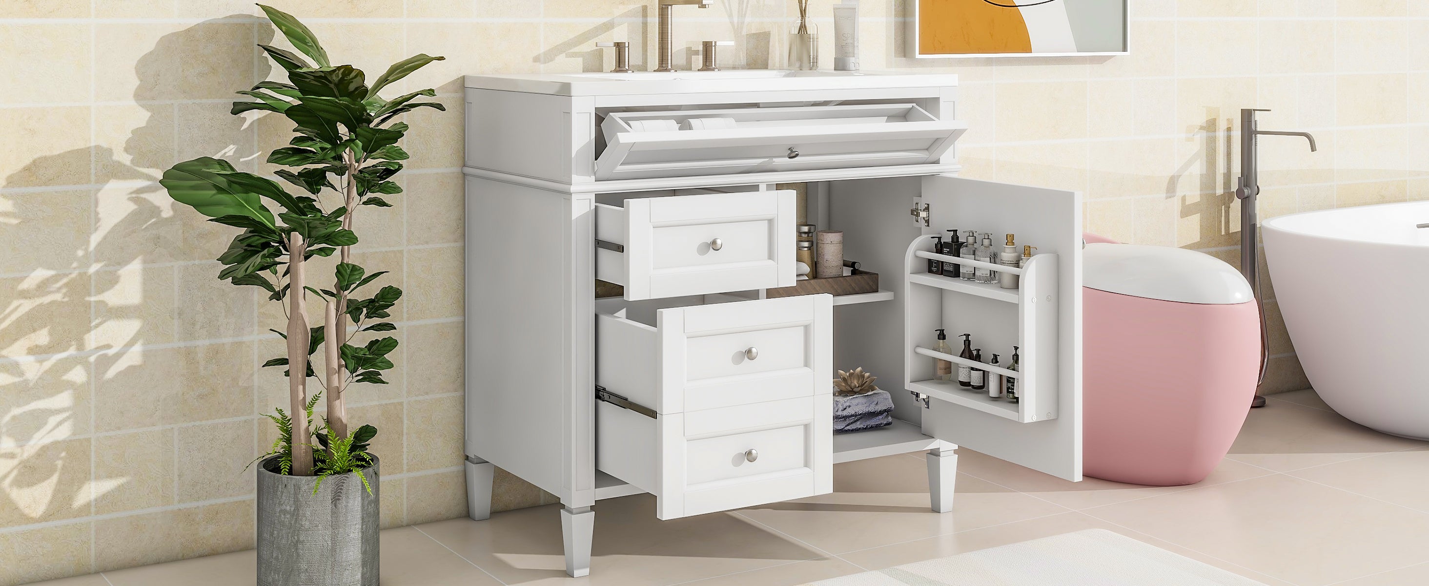 36 "Single sink bathroom dressing table, modern bathroom storage cabinet