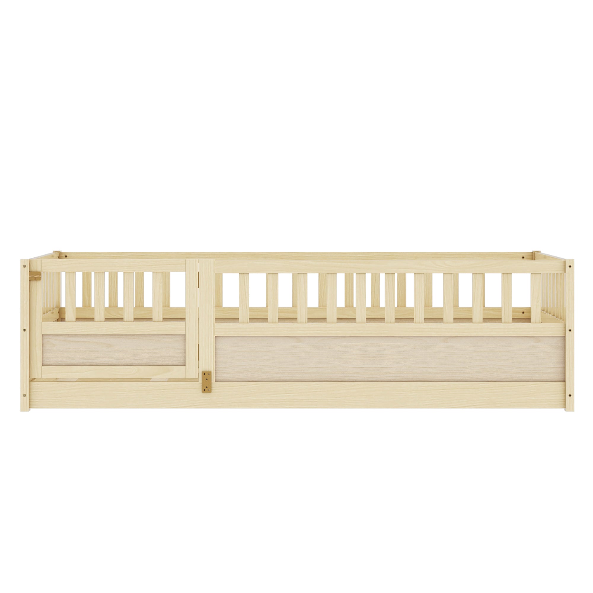 Natural wood support board, double Montessori wooden children's floor bed