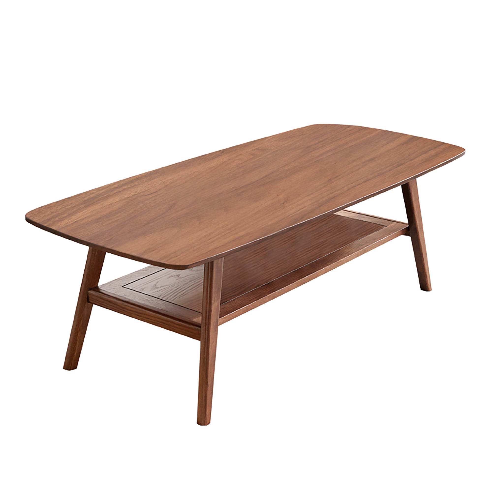 47" Walnut Coffee Table with Storage Shelf , FAS-Grade North American Oak