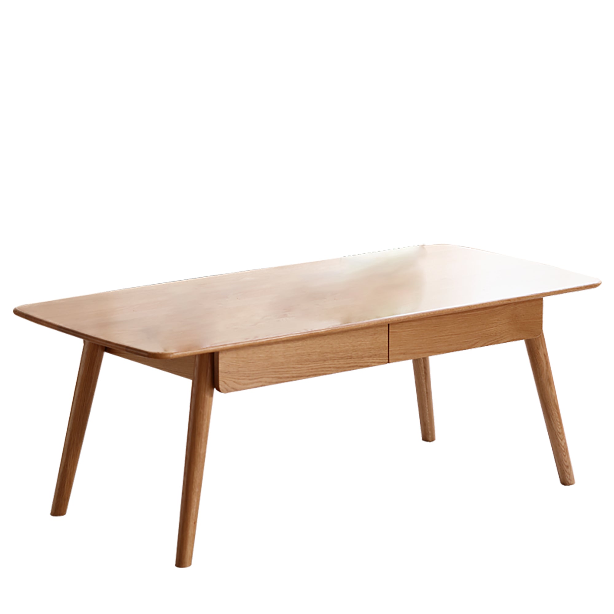 Solid Oak Coffee Table with Storage Drawers(39IN)