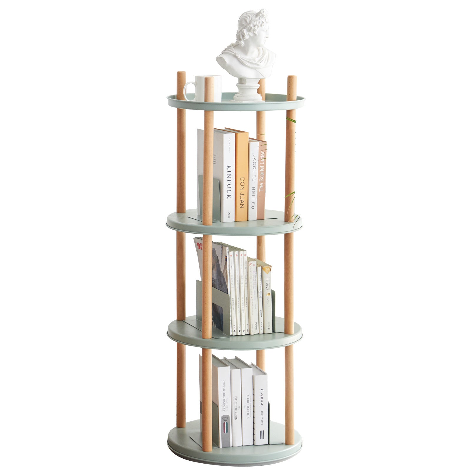 360° Rotating Bookshelf, 4-Tier Rotating Bookshelf