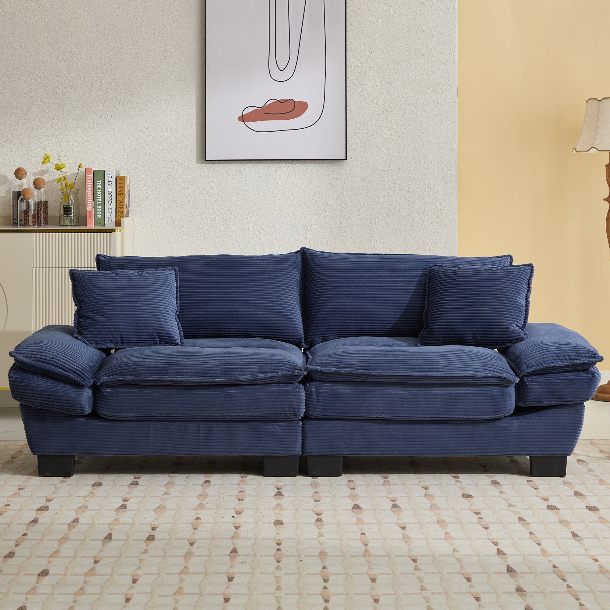 Corduroy sofas suitable for multiple scenarios. (blue)