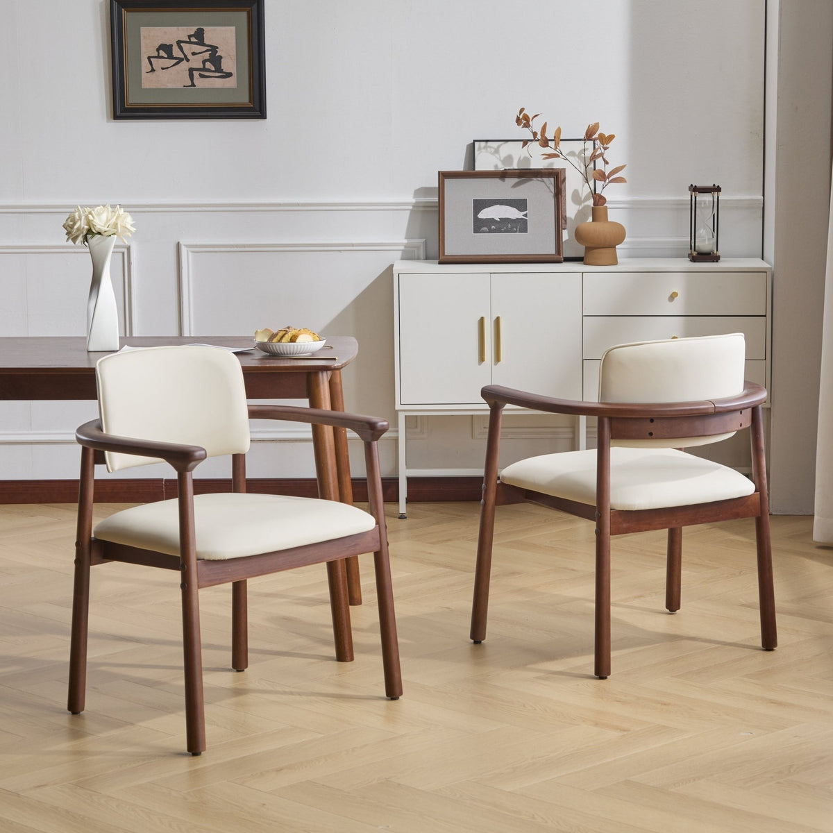 Comfortable PU foam seats(beige,dark walnut) - KiKiUMi