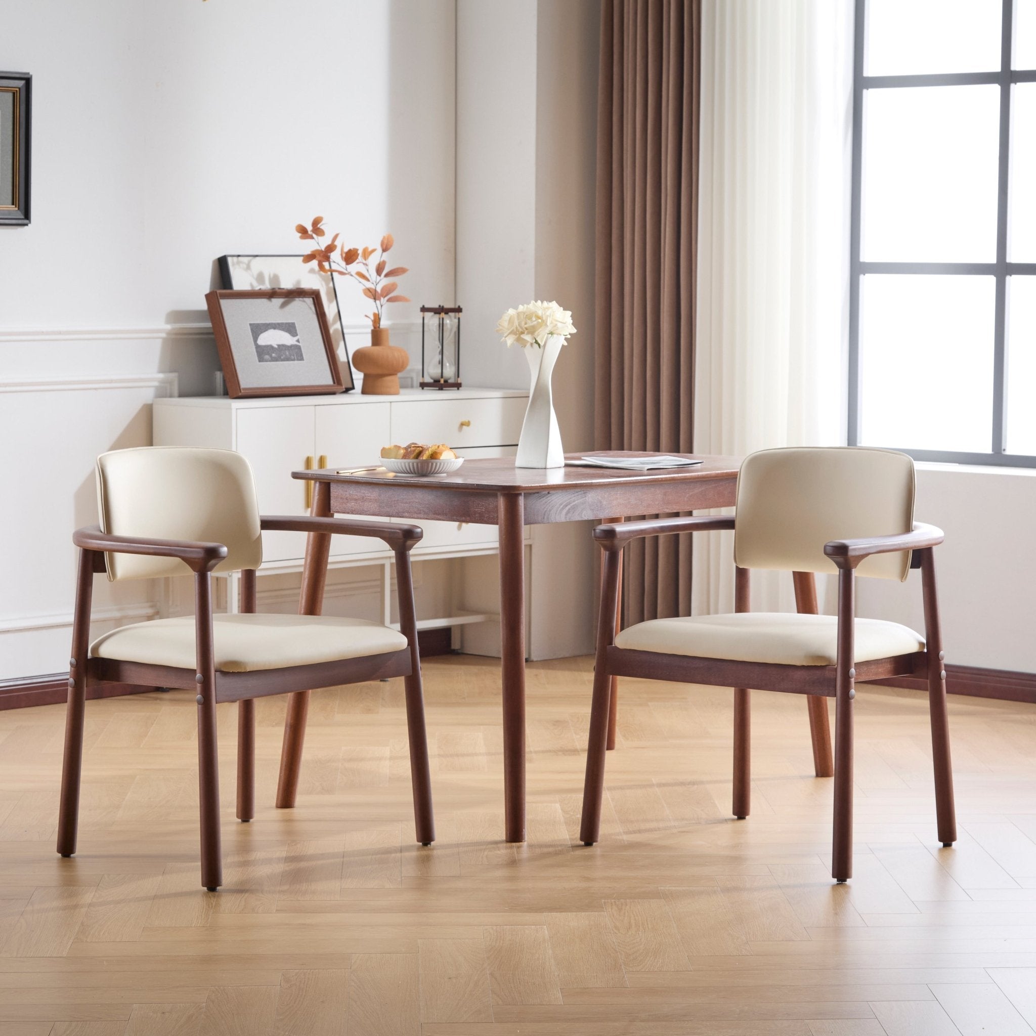 Comfortable PU foam seats(beige,dark walnut) - KiKiUMi