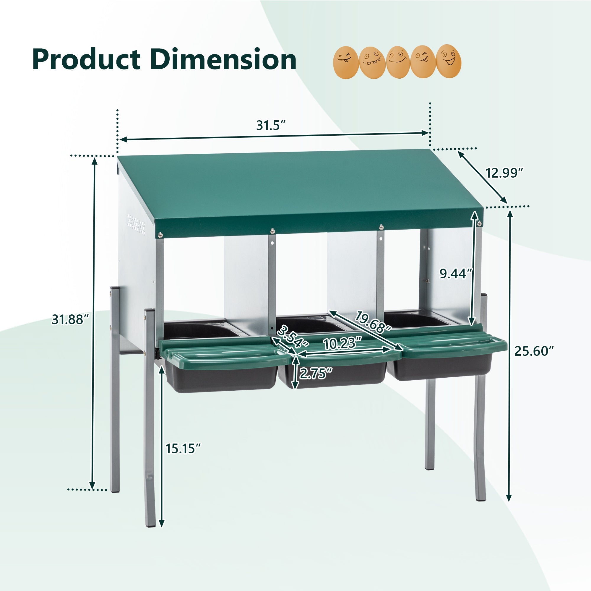 covered three - hole chicken nest box with legs - KiKiUMi