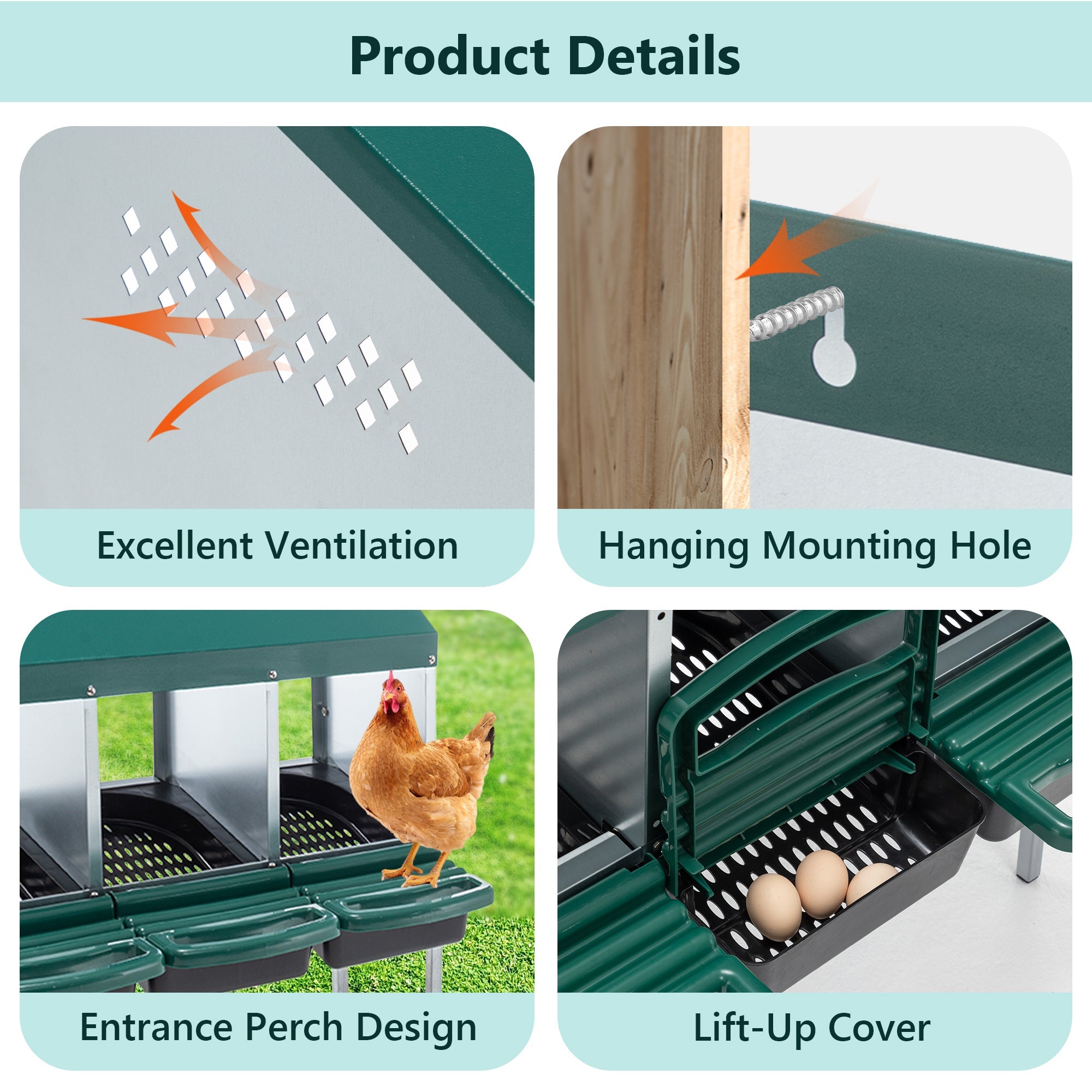 covered three - hole chicken nest box with legs - KiKiUMi