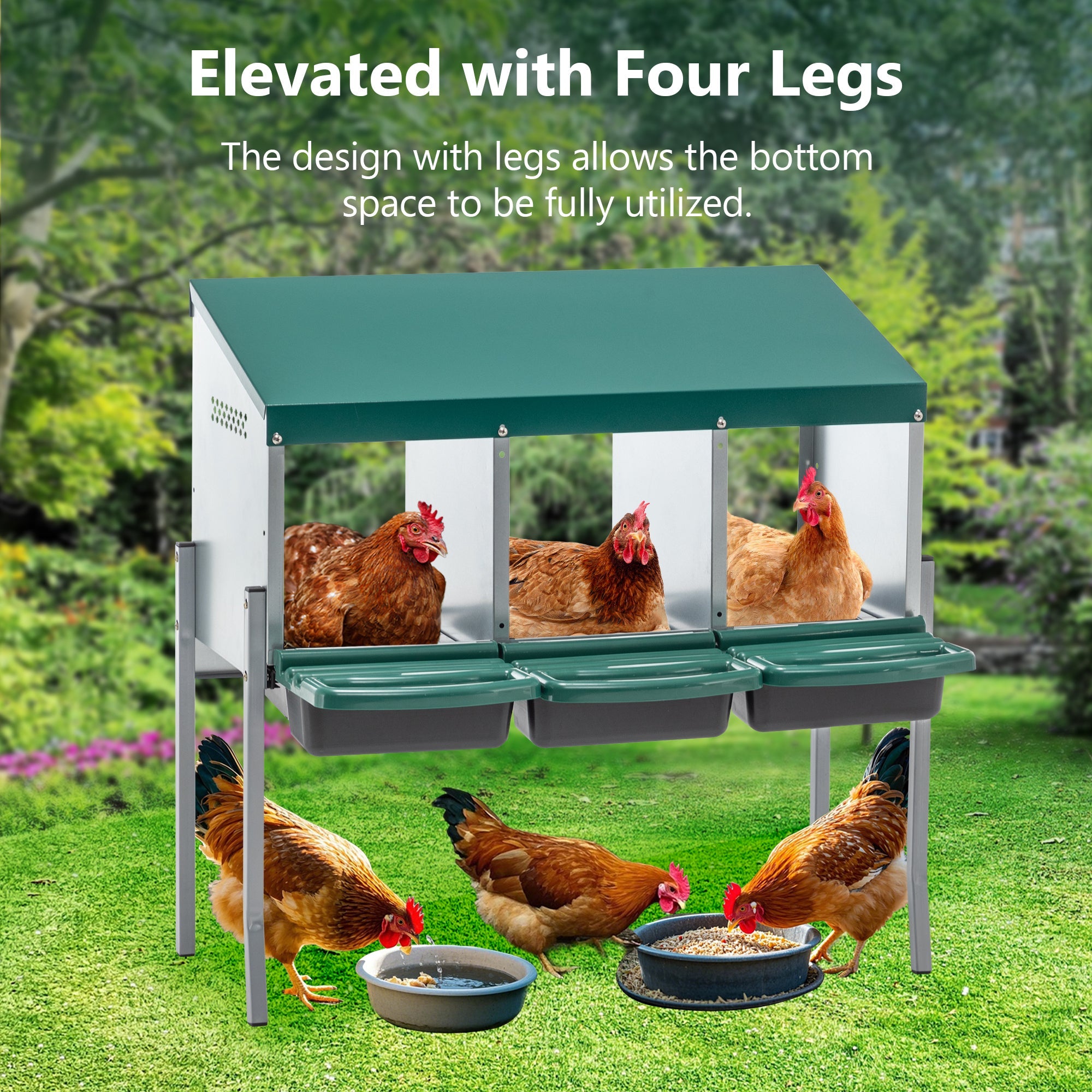 covered three - hole chicken nest box with legs - KiKiUMi