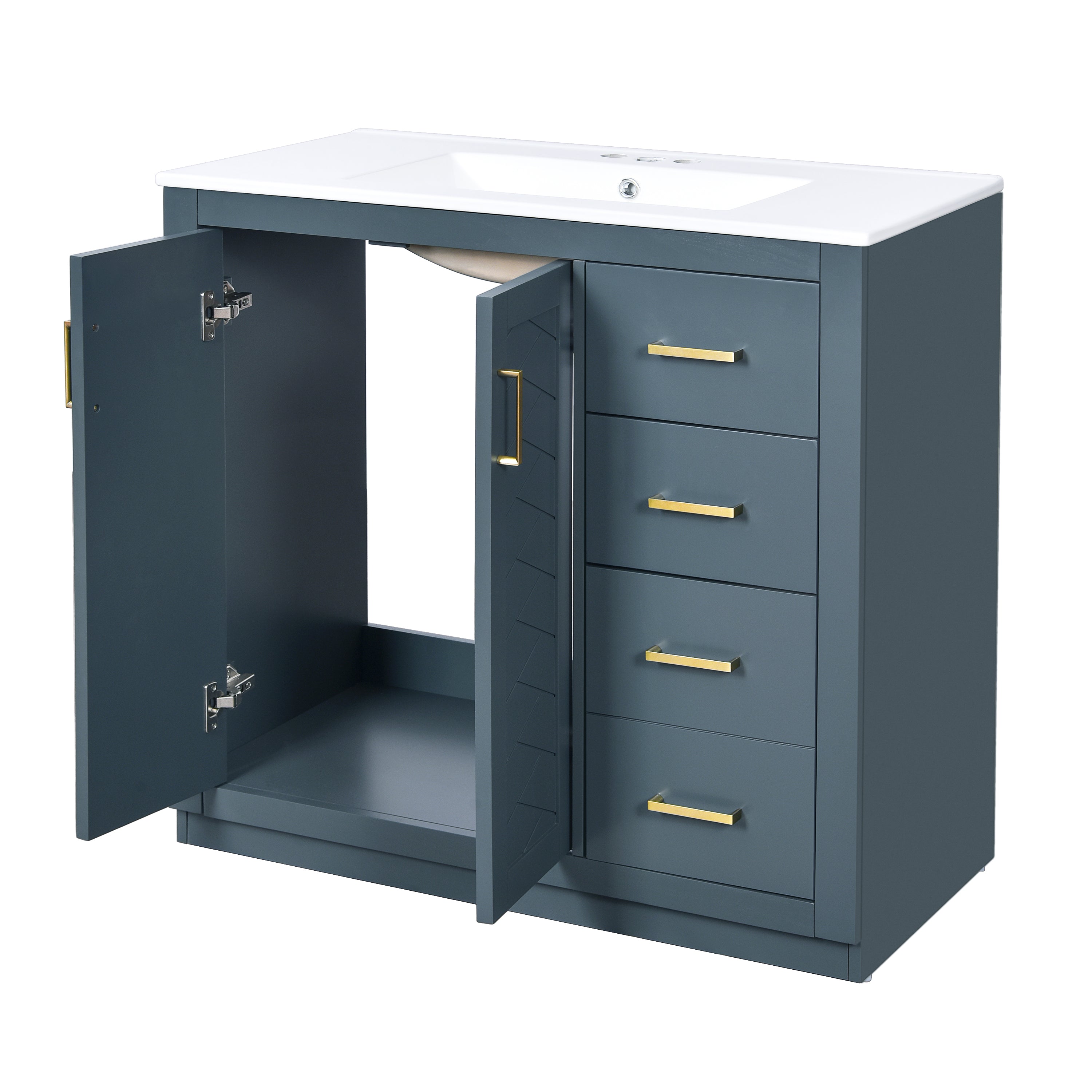 36 "Solid Wood Frame Independent Dressing Table Set (blue)