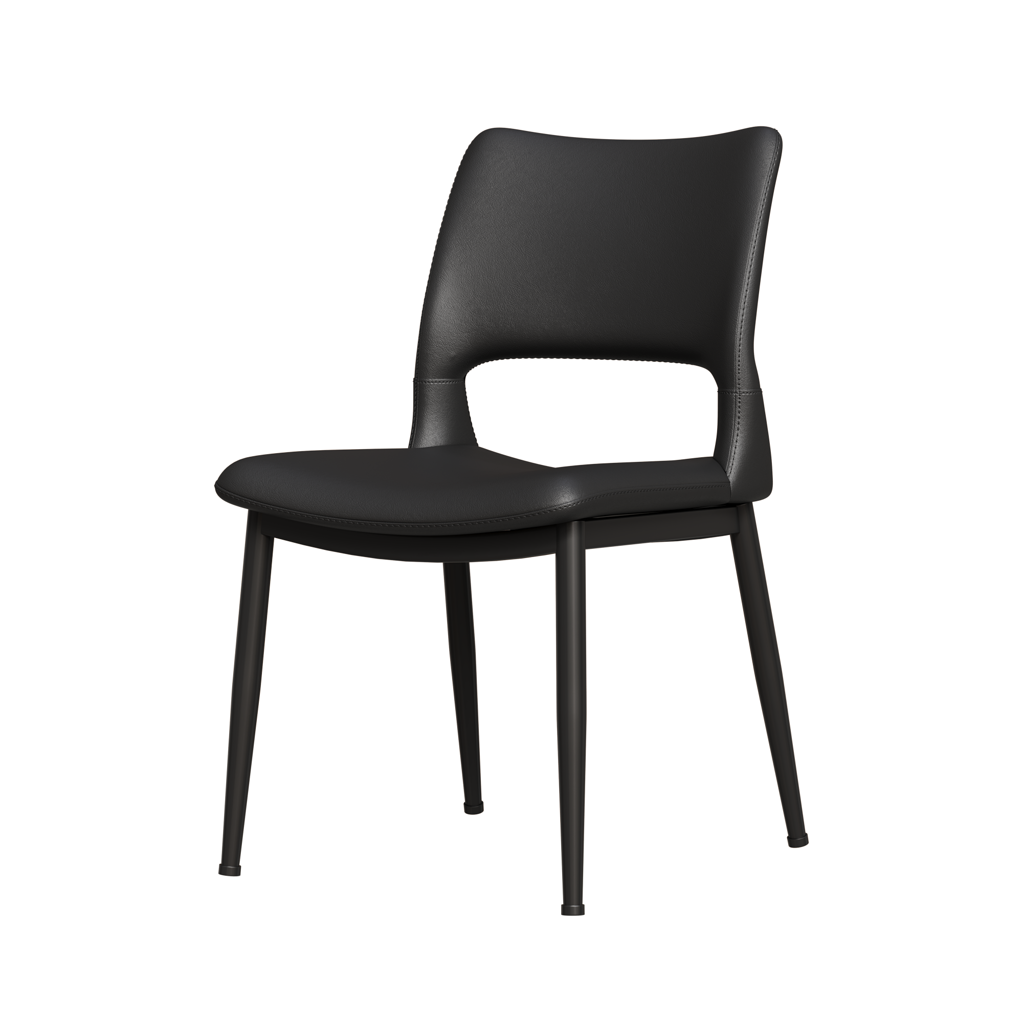 Two modern and simple PU leather dining chairs（black）