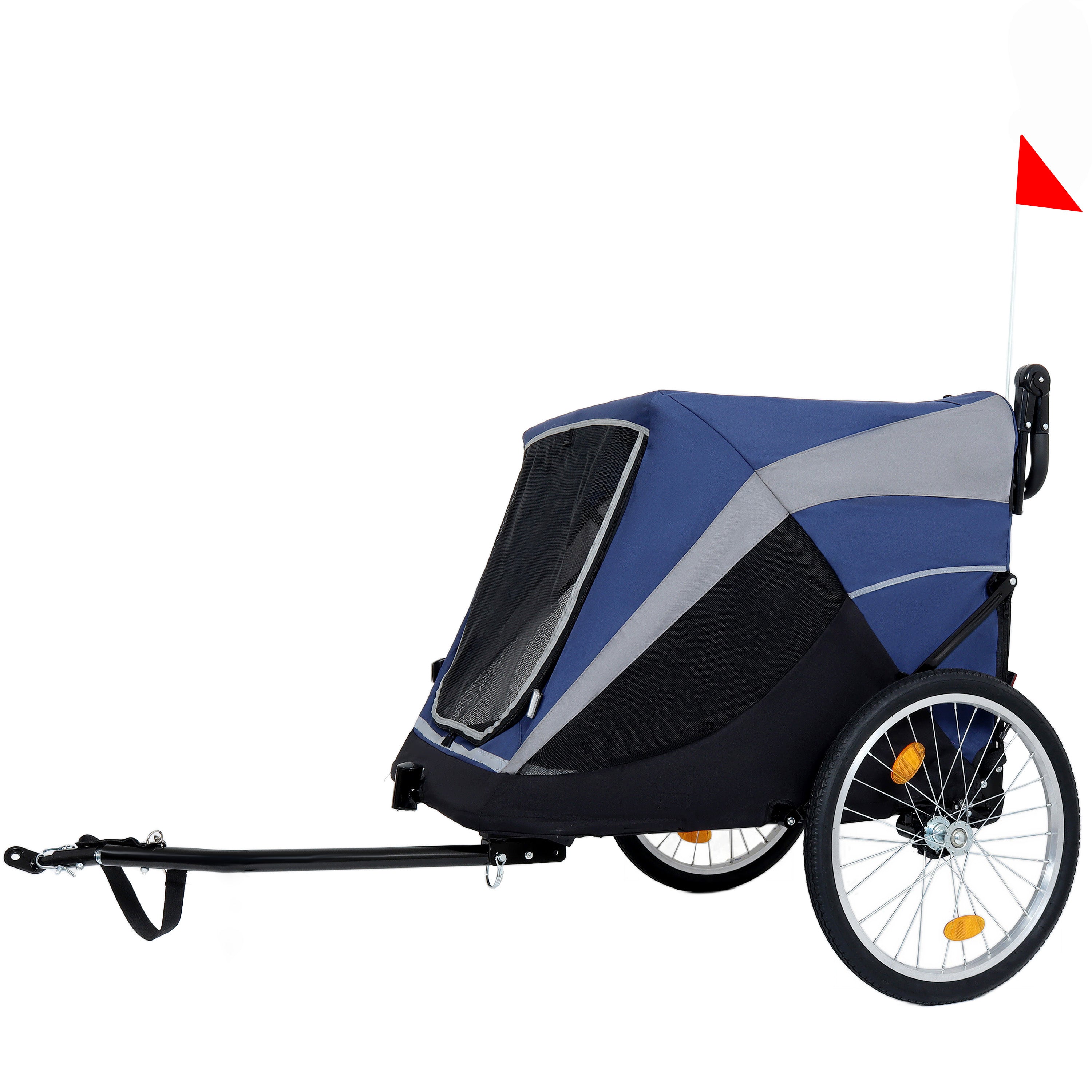 Detachable 2-in-1 pet bicycle trailer and stroller(Black+Blue)