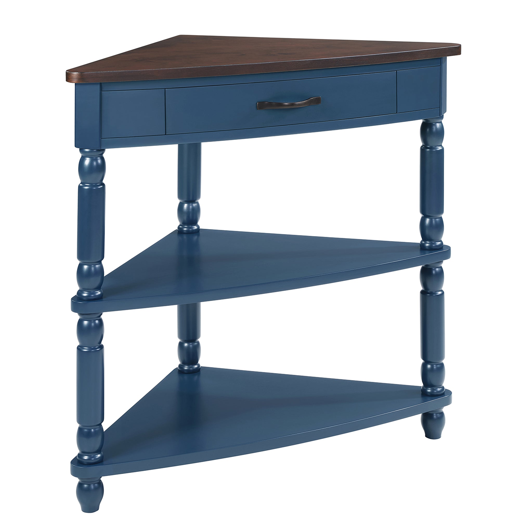 Three-tiered small triangular corner tables(navy blue)