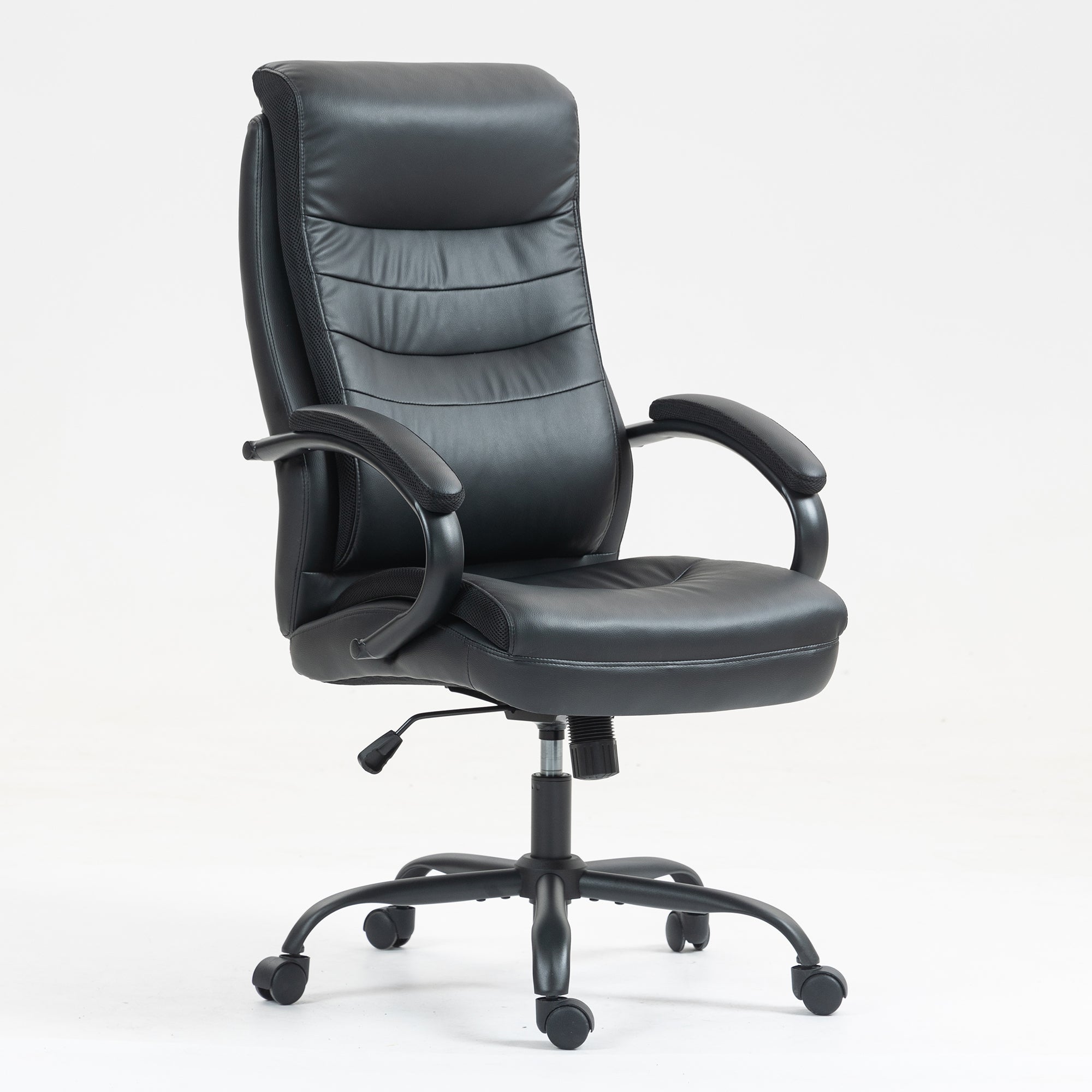 High backrest PU material office chair(Black)