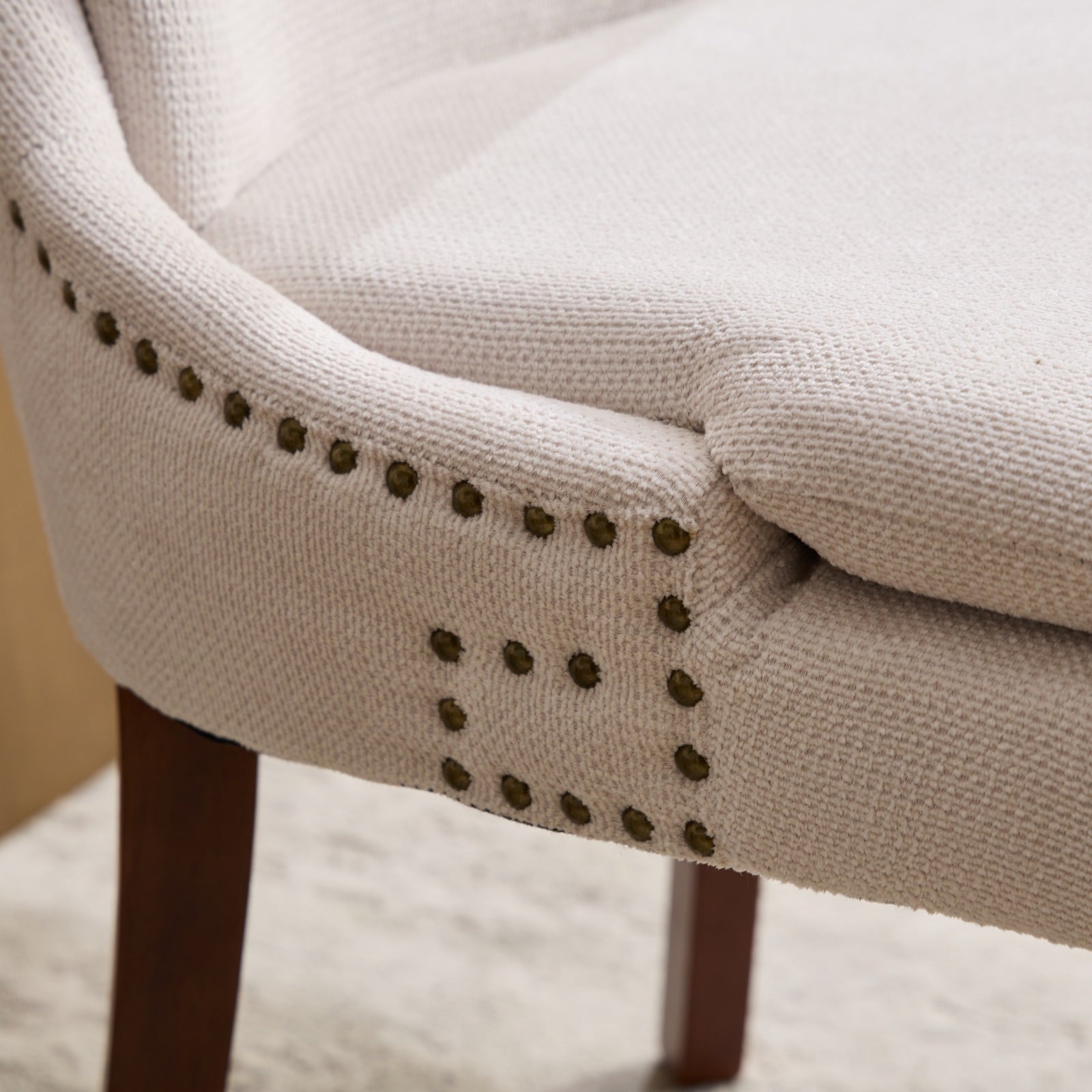 Two double-layer soft-padded Chenille side lounge chairs（beige）