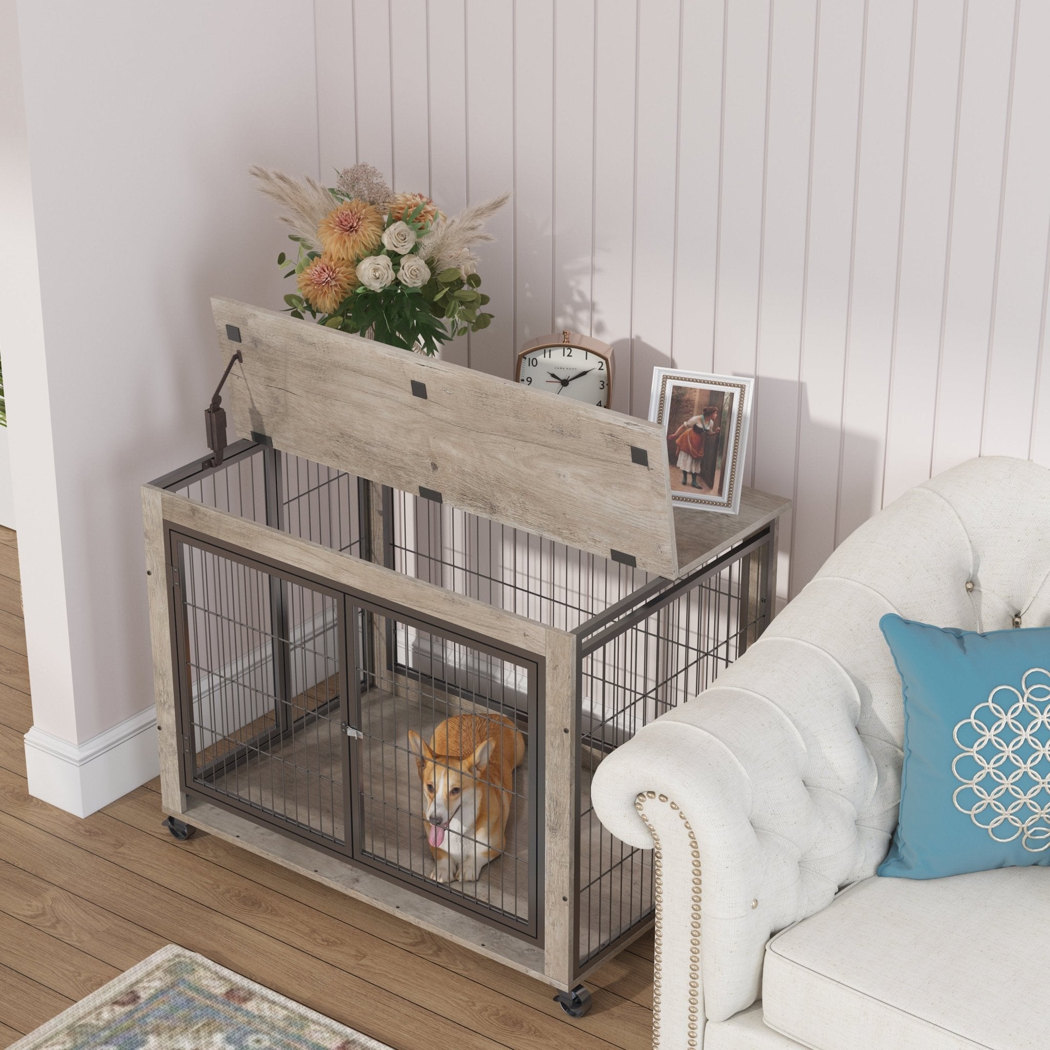 Dog box side table in the style of grey furniture - KiKiUMi