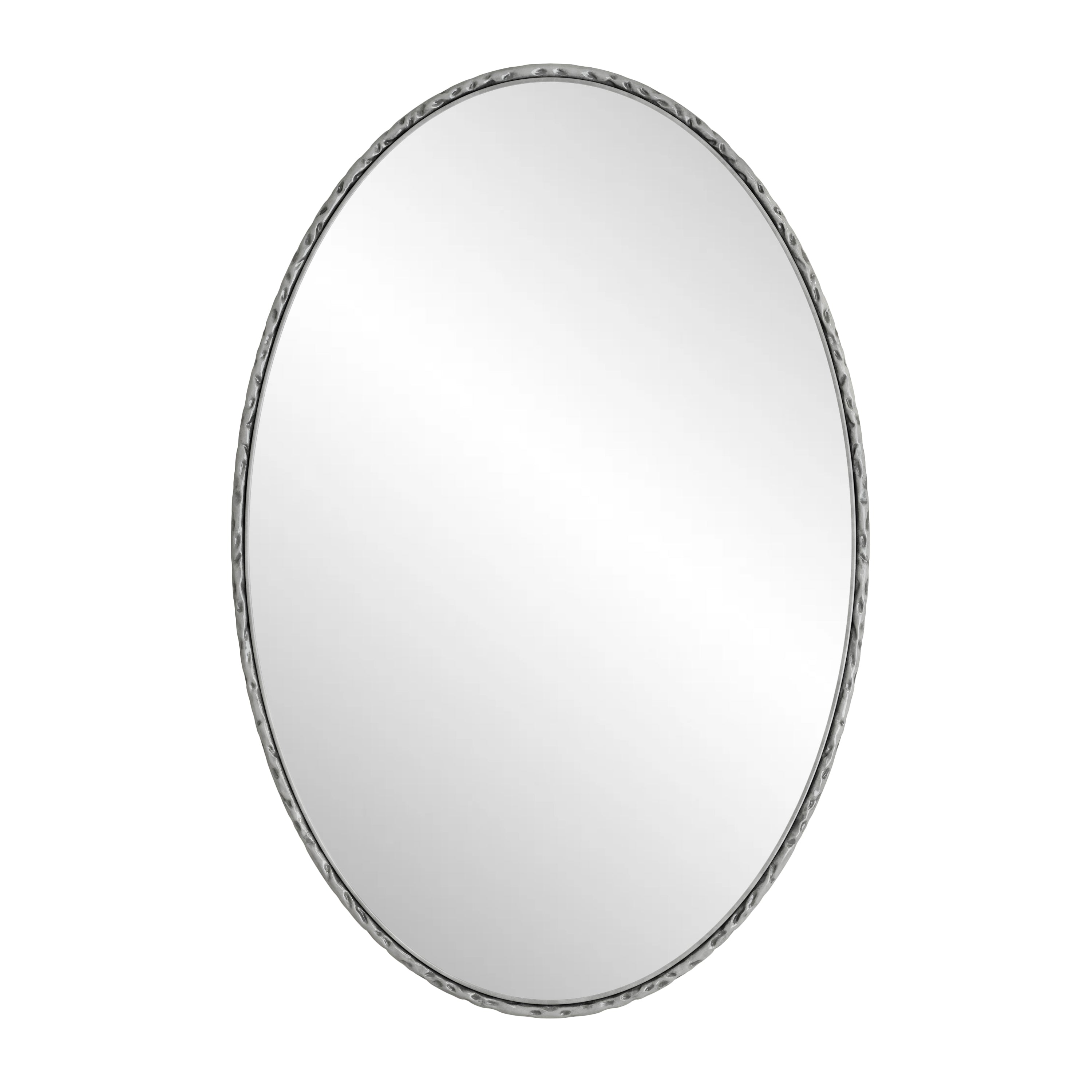 Ironwork oval-shaped retro mirror with a glass and medium-density fiberboard frame