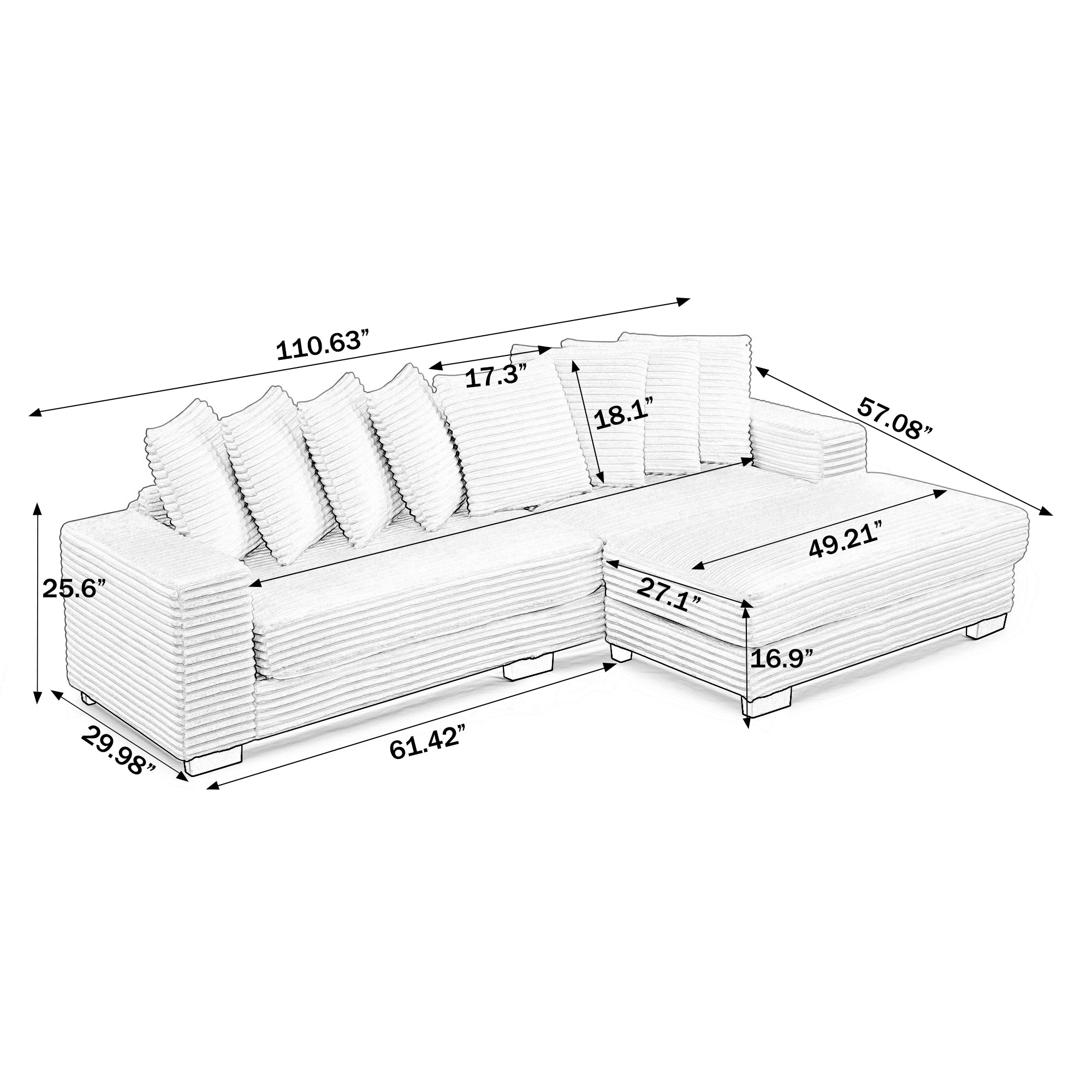 Combination sofa with a wick, velvet and soft cushion