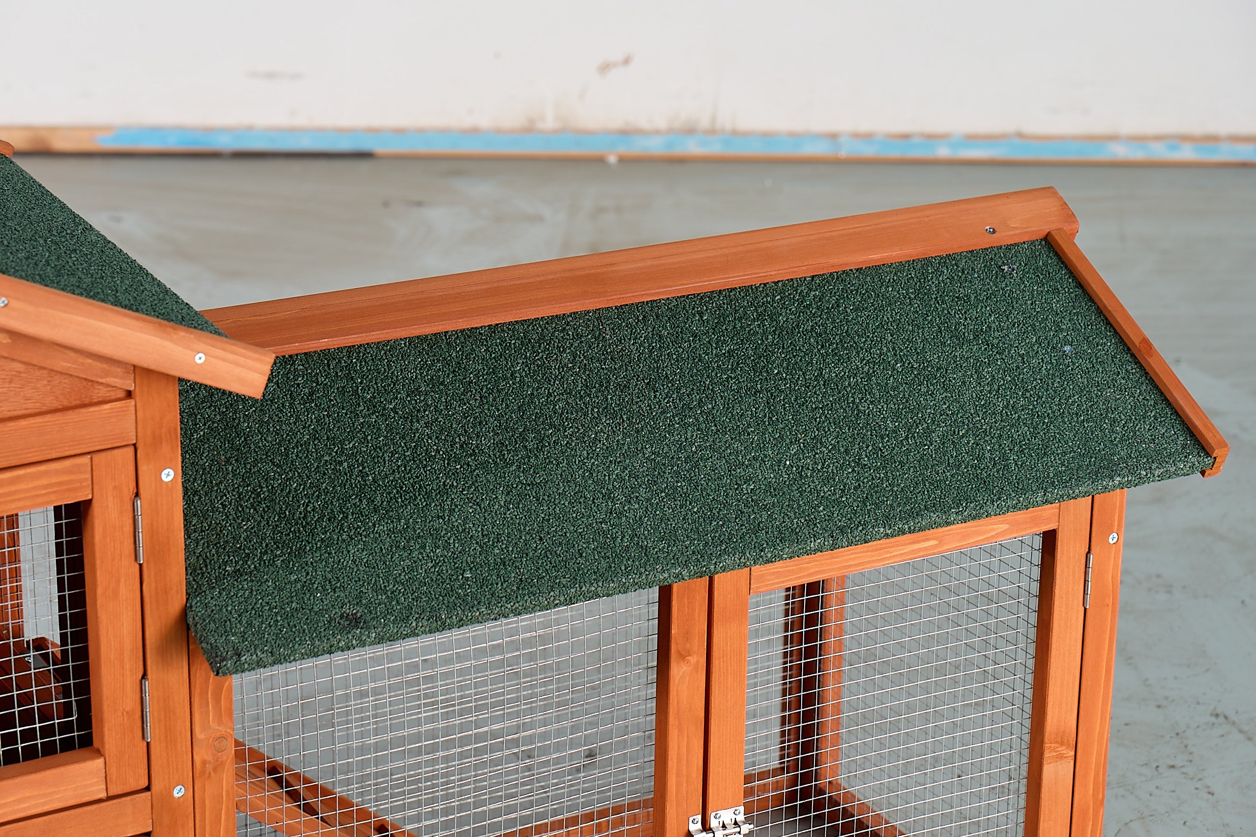 Large wooden cages for rabbits, chickens and guinea pigs