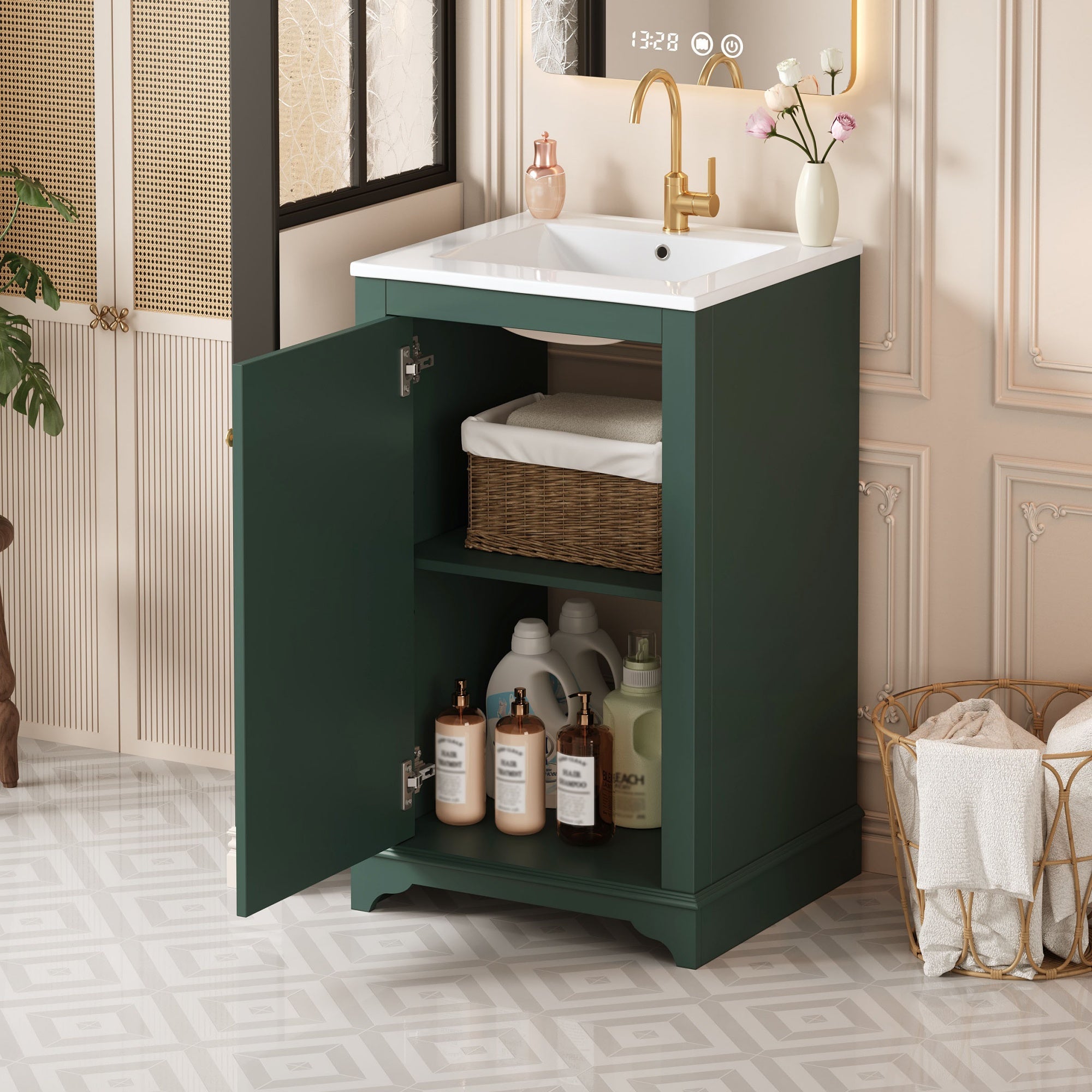 Modern style 20-inch green ceramic sink bathroom dressing table