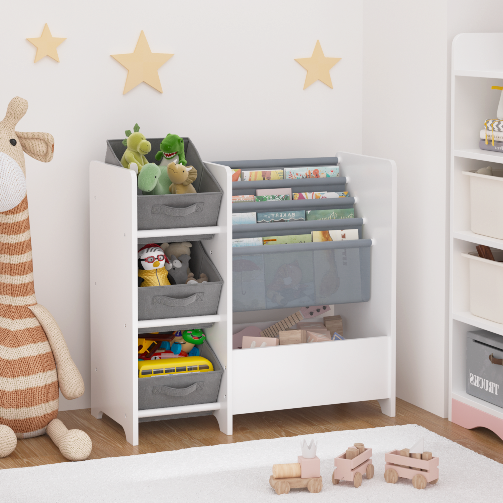 Multi-functional children's bookshelf and toy storage