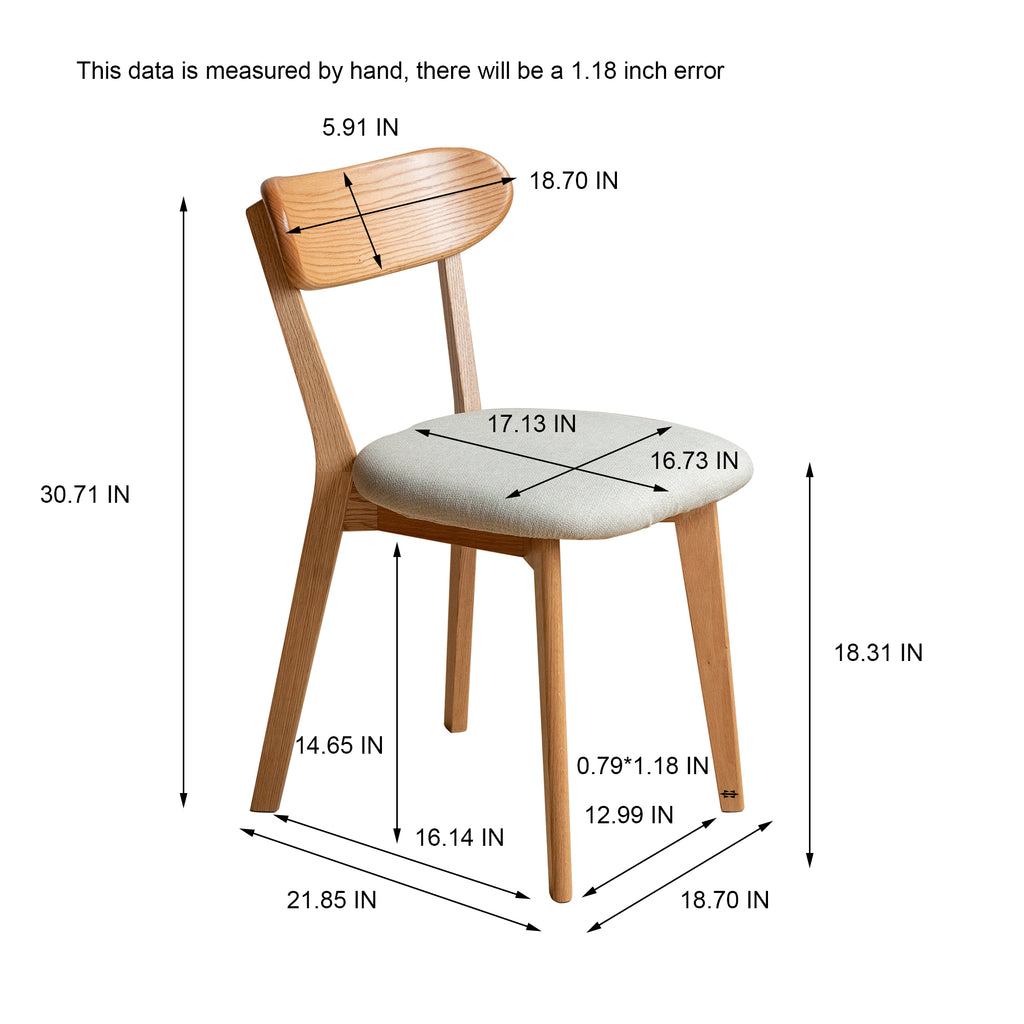 Solid Oak Dining Chairs Set of 2(Oak+Pear White)