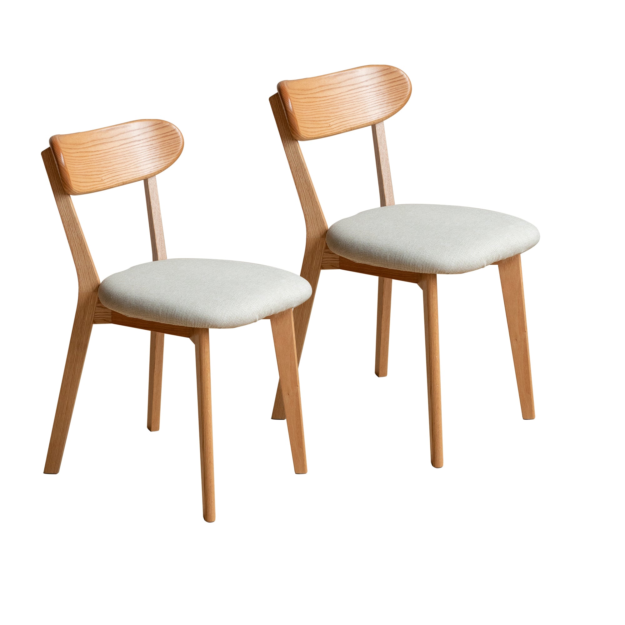 Solid Oak Dining Chairs Set of 2(Oak+Pear White)