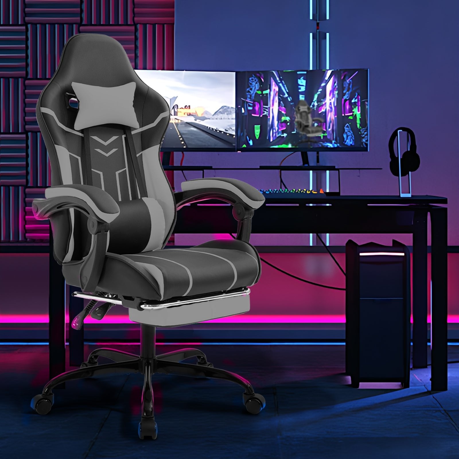 Ergonomic computer chair(black+ gray) - KiKiUMi