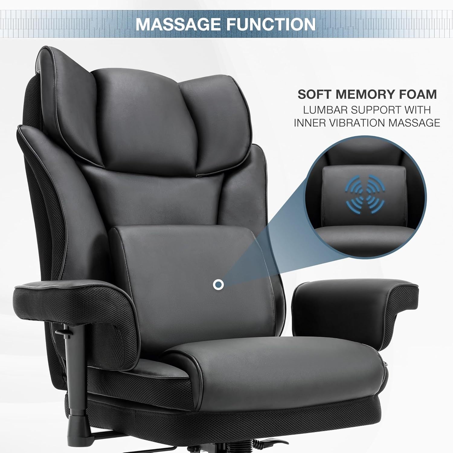 Ergonomic office chair with adjustable high backrest(black) - KiKiUMi