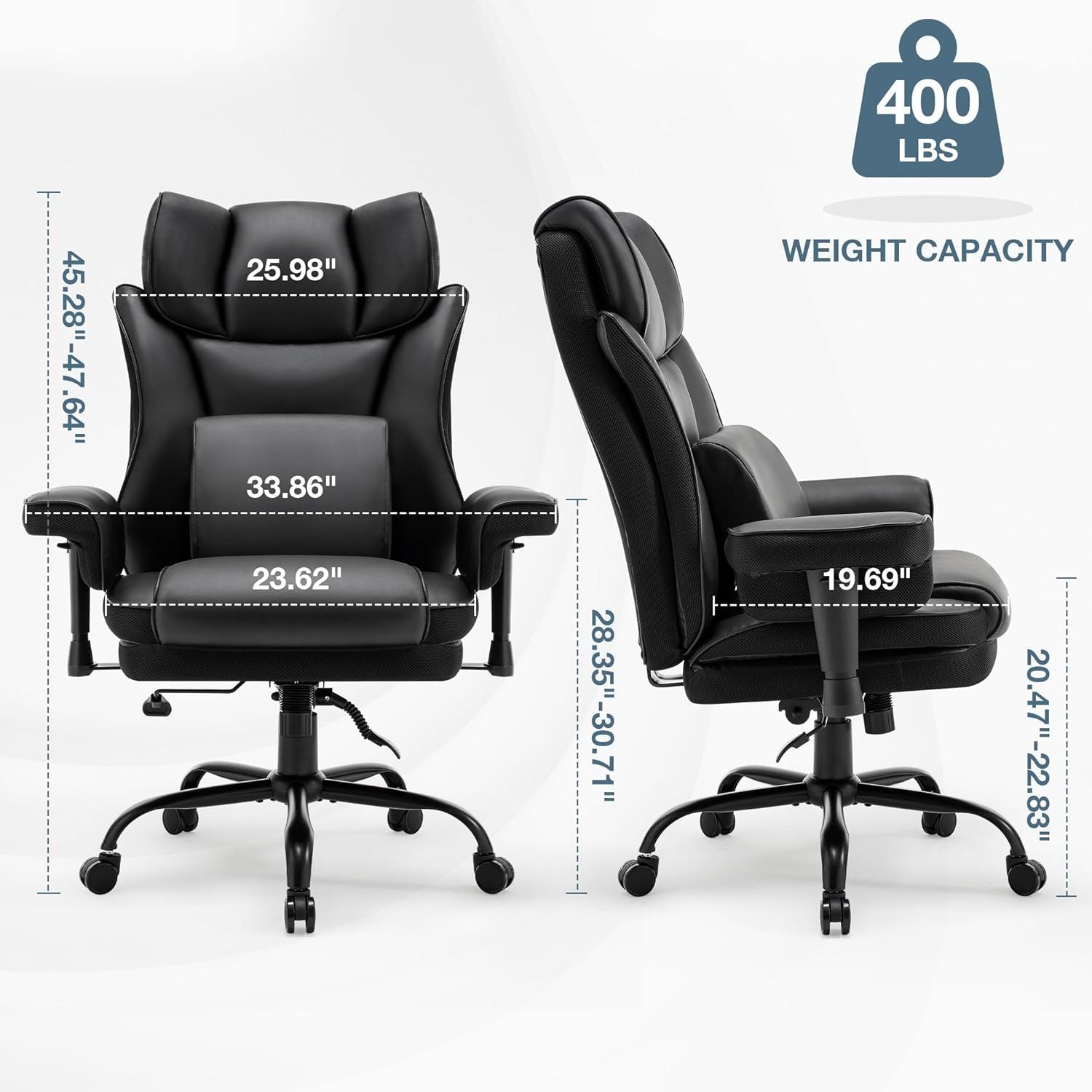 Ergonomic office chair with adjustable high backrest(black) - KiKiUMi