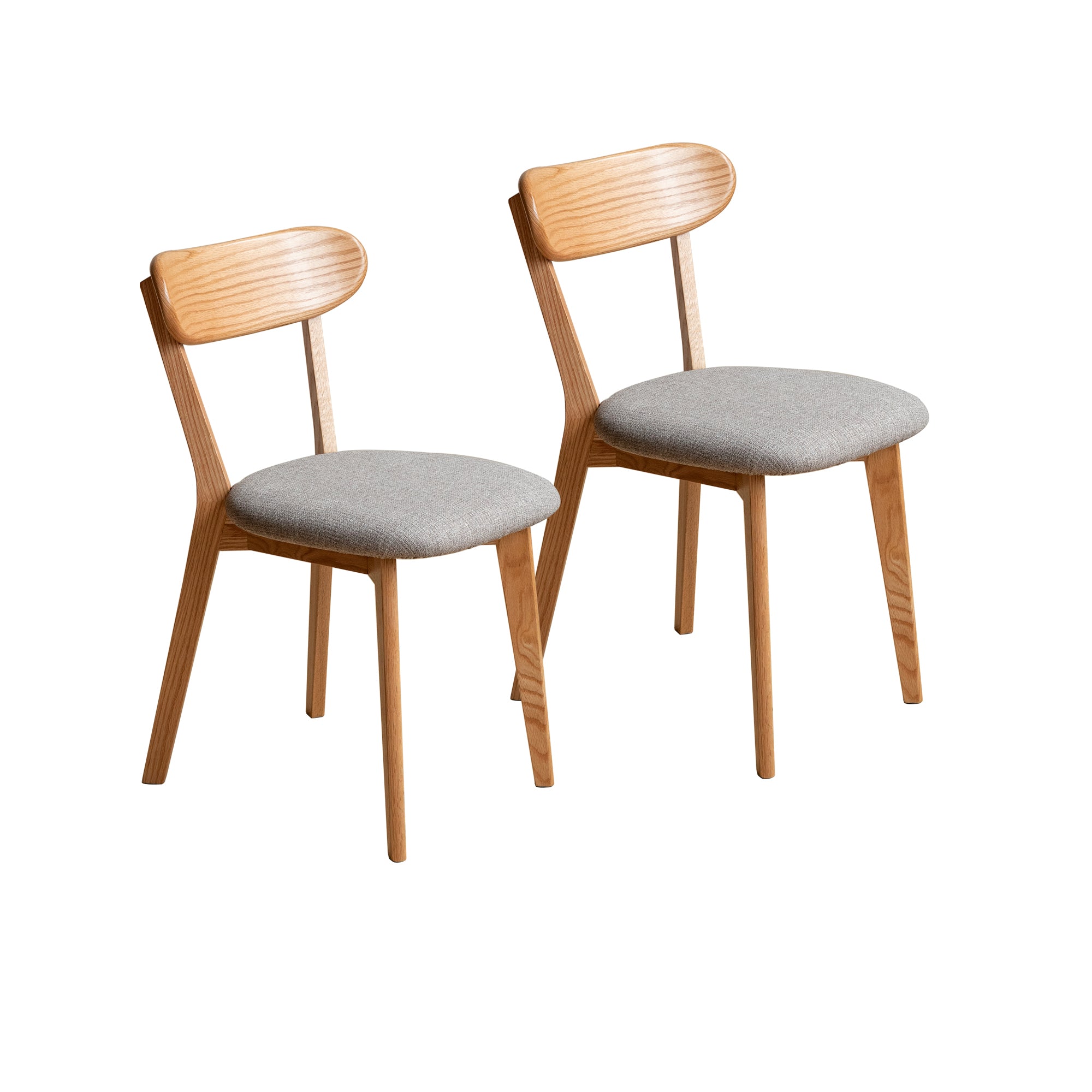 Solid Oak Dining Chairs Set of 2(Oak+Smoky Brown)