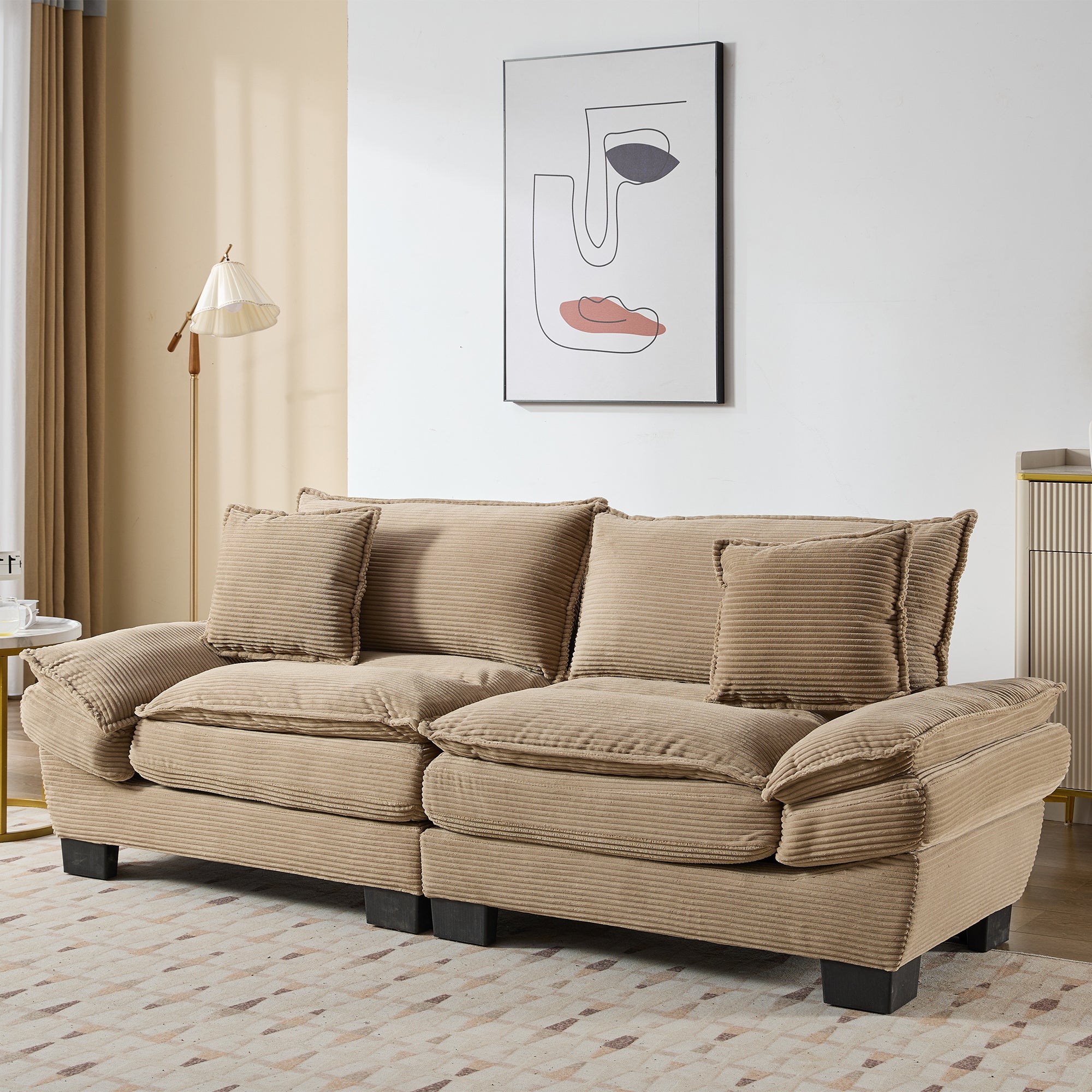 Corduroy sofas suitable for multiple scenarios. (khaki)