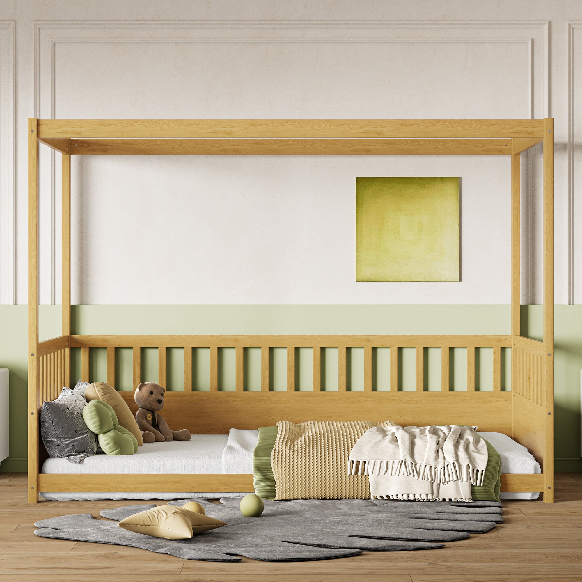 Children's natural Montessori floor bed