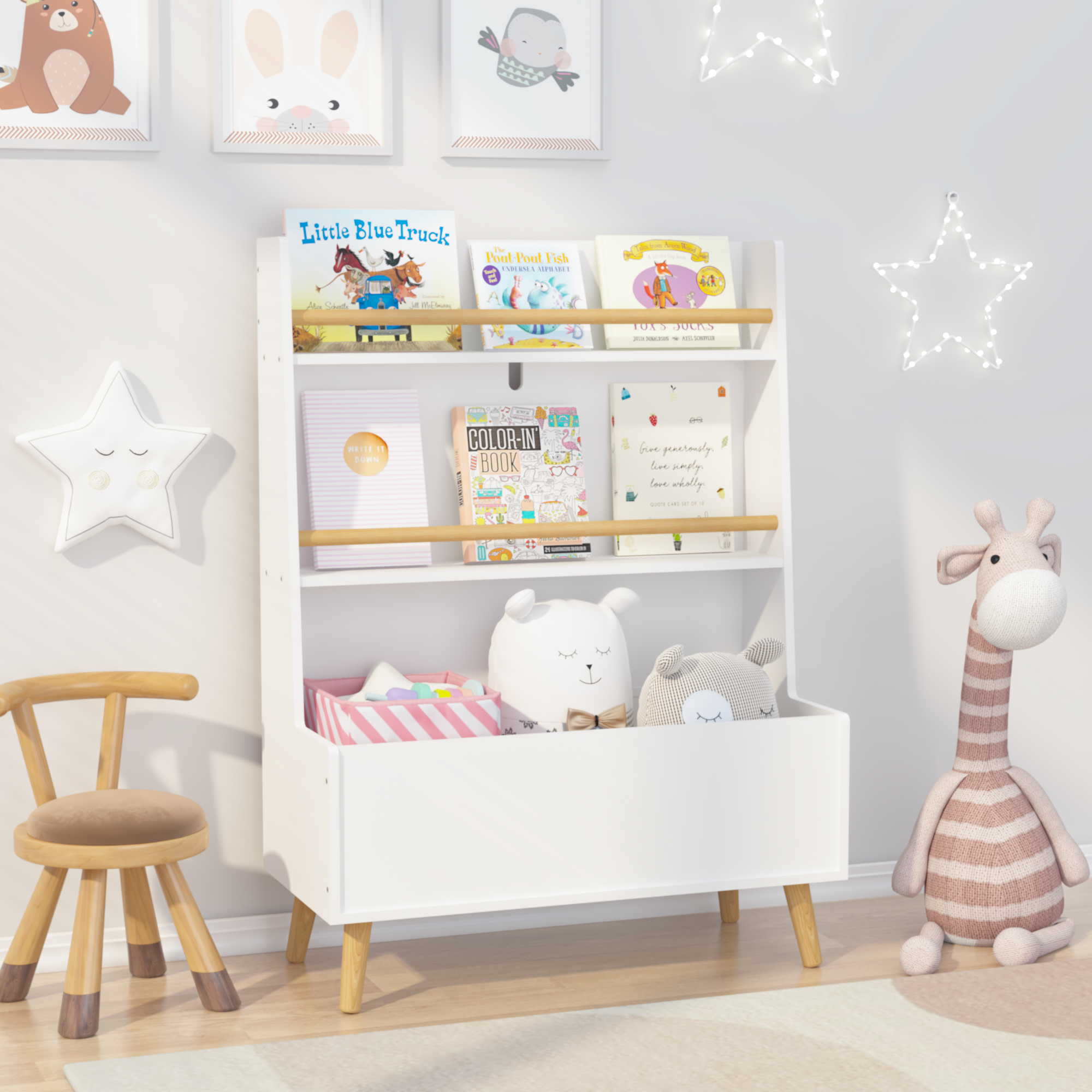 Organizer of the White toy Storage cabinet