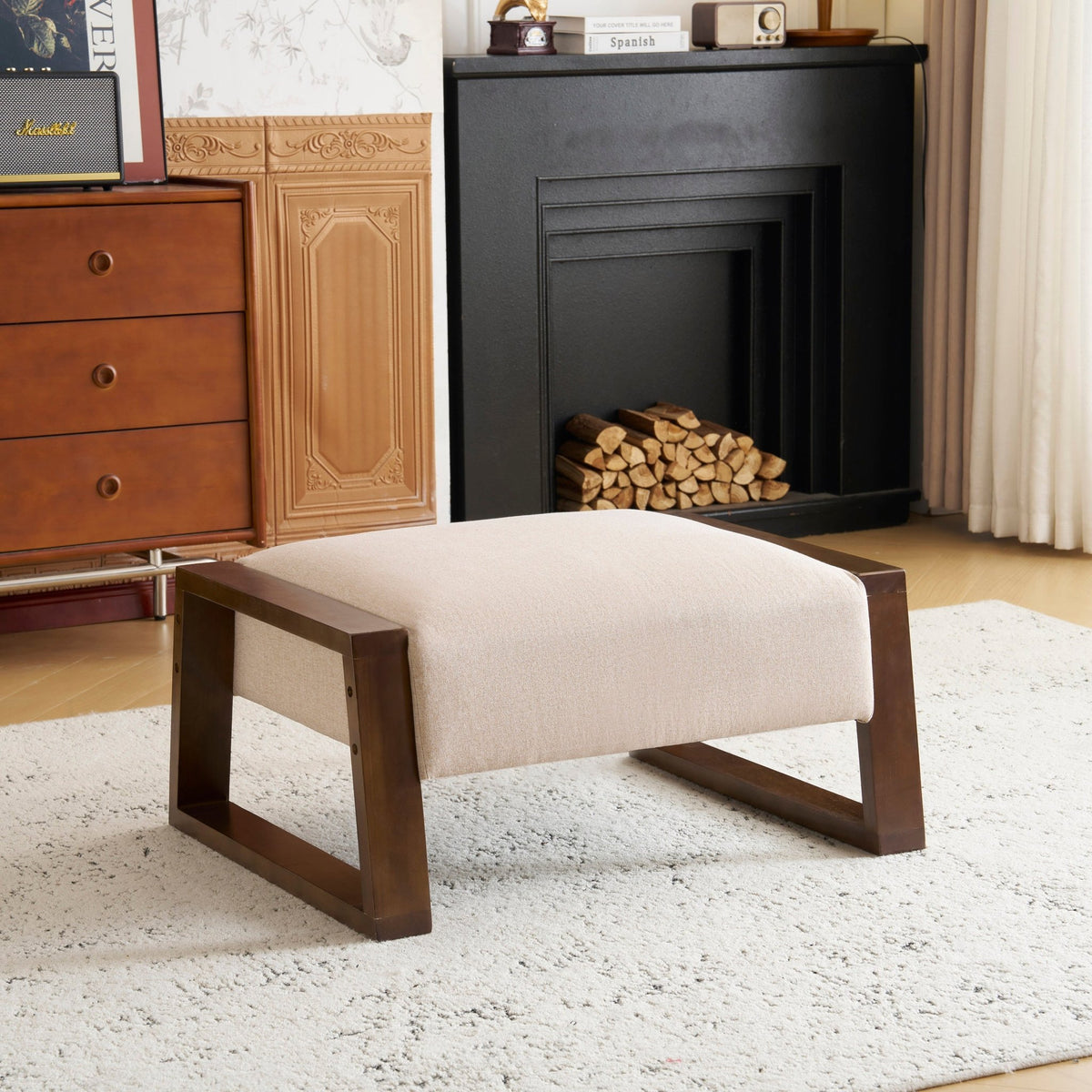 Fashionable beige soft stool - KiKiUMi