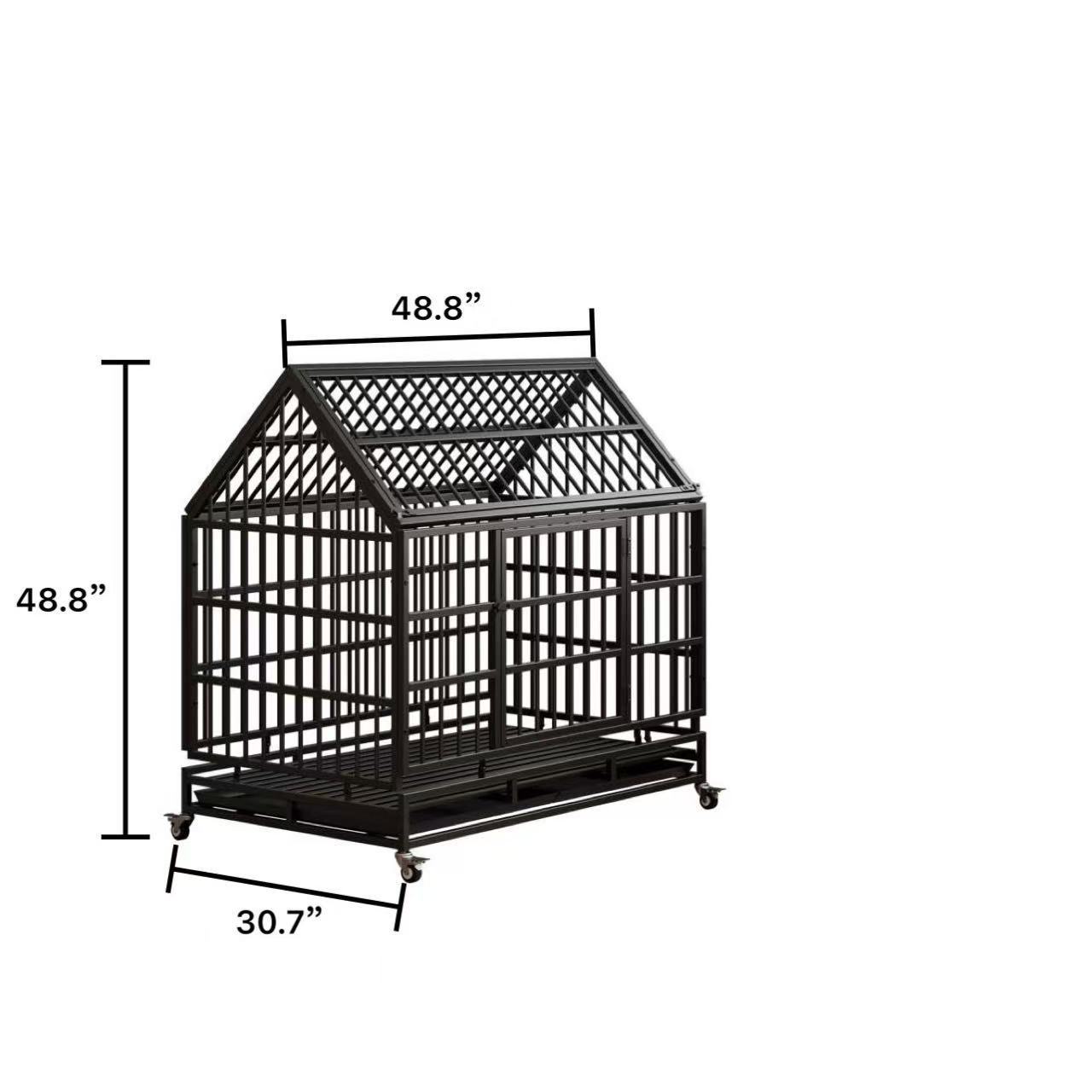 Folding metal large dog cage, crate and wheels - KiKiUMi