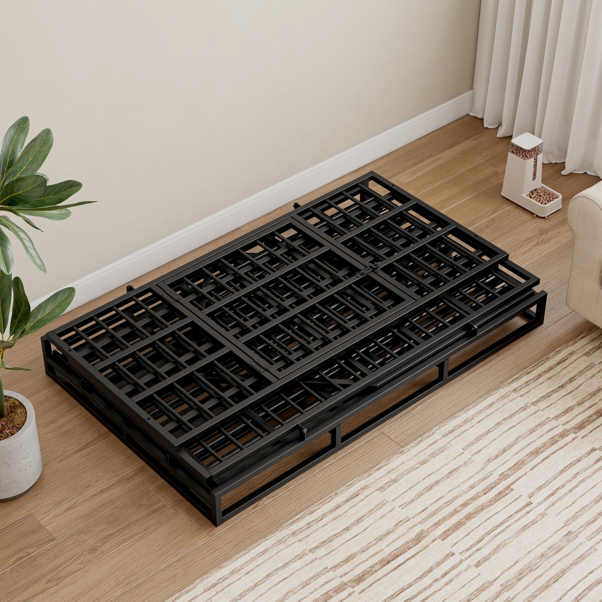 Folding metal large dog cage, crate and wheels - KiKiUMi