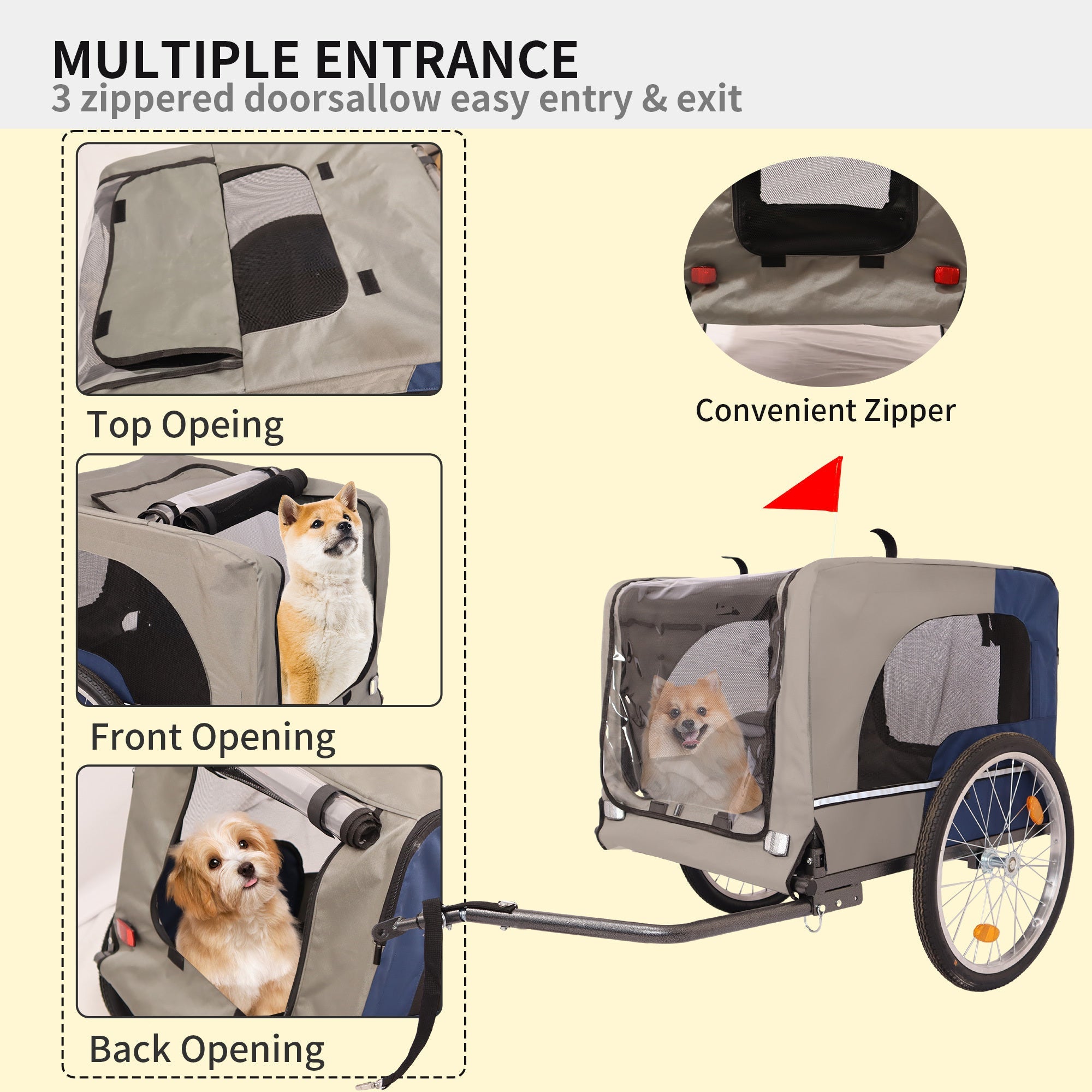 Folding pet trailer with 20 - inch wheels - KiKiUMi