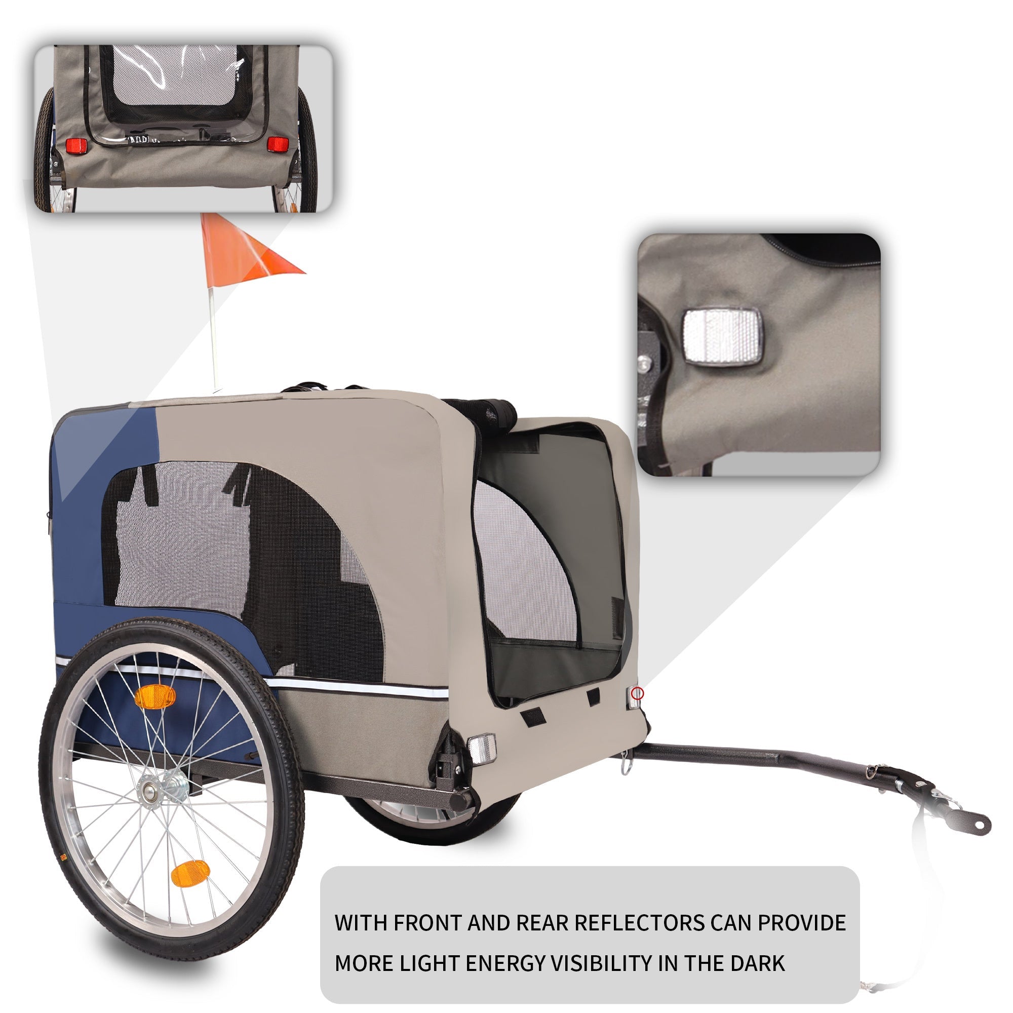 Folding pet trailer with 20 - inch wheels - KiKiUMi