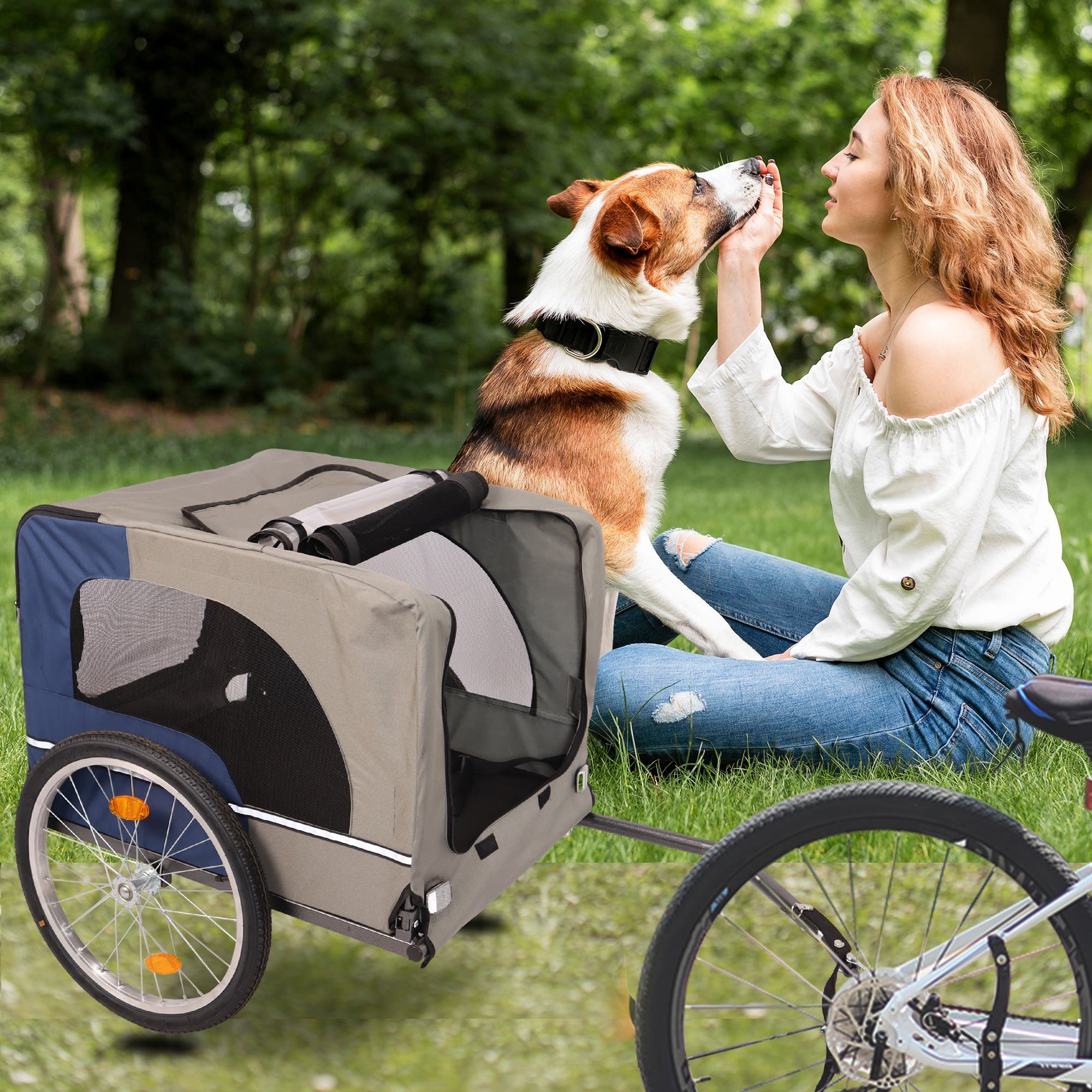 Folding pet trailer with 20 - inch wheels - KiKiUMi