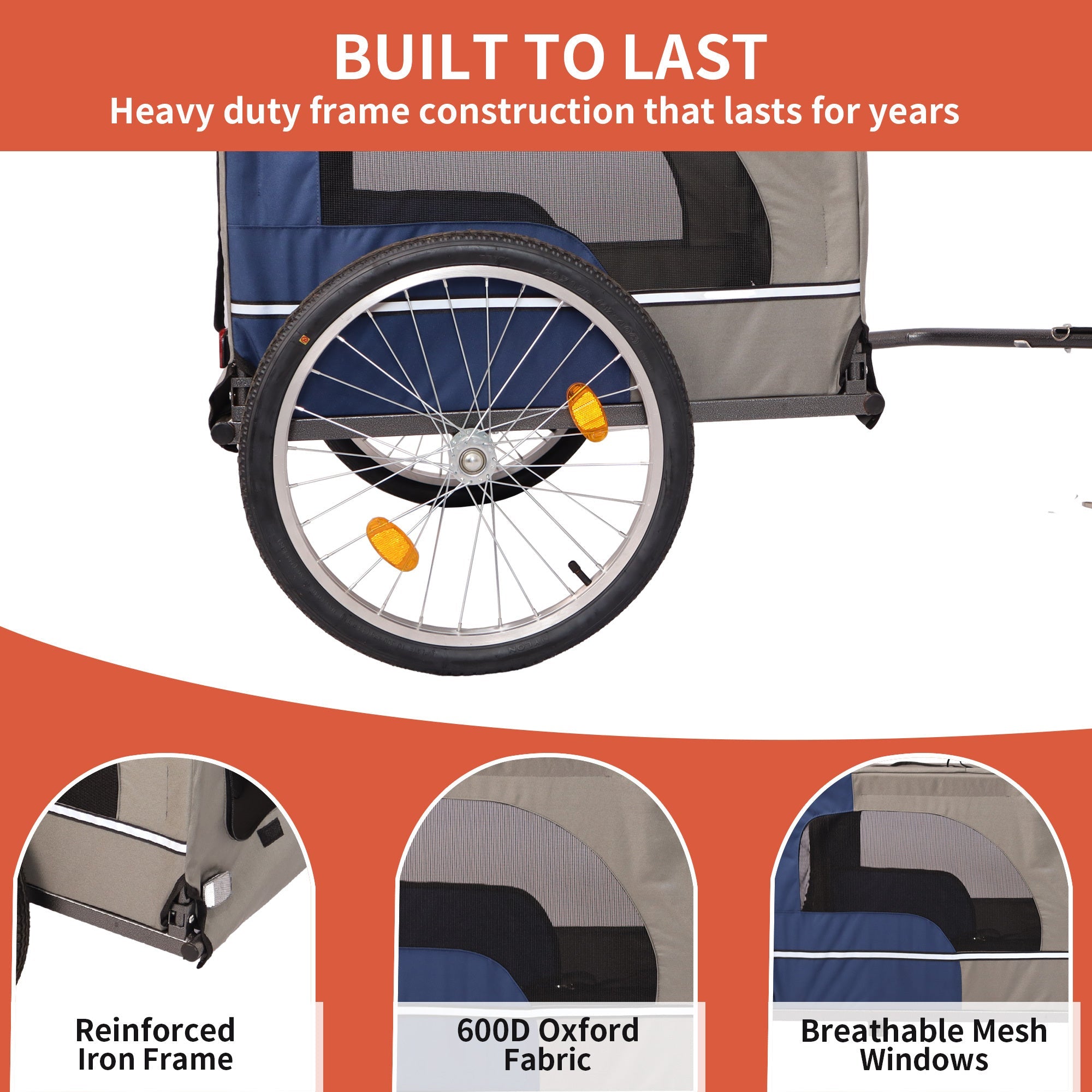 Folding pet trailer with 20 - inch wheels - KiKiUMi