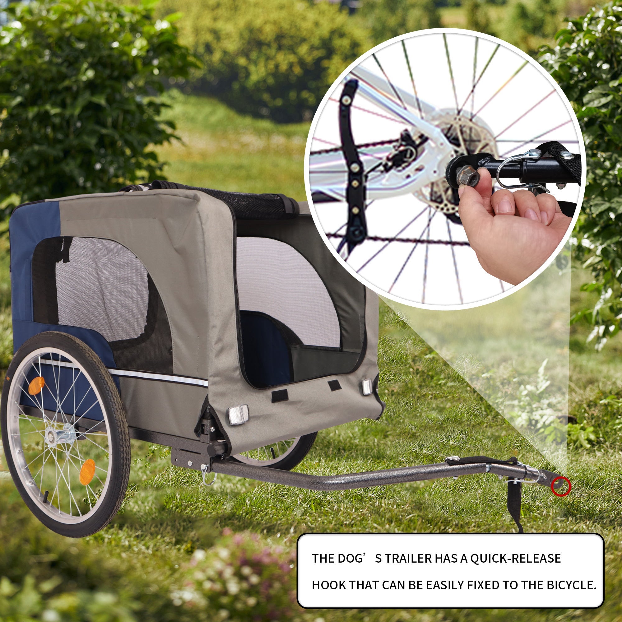 Folding pet trailer with 20 - inch wheels - KiKiUMi
